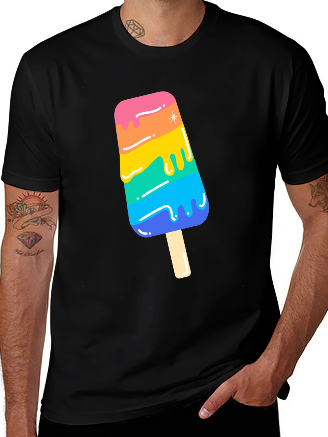 Variant 17 of Rainbow Popsicle Graphic Tee - Black Unisex T-Shirt