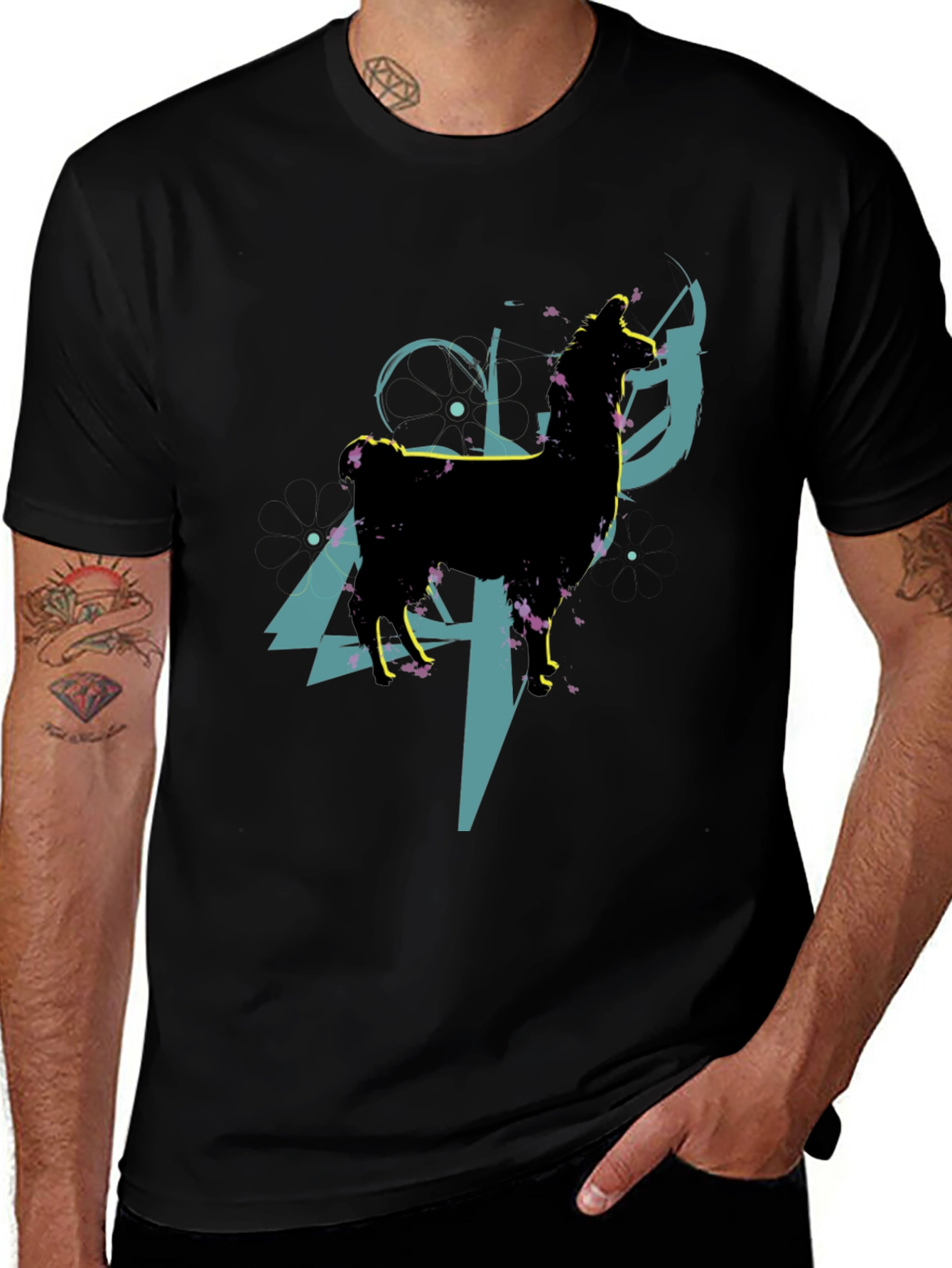 Variant 28 of Llama Graphic Tee - Abstract Design
