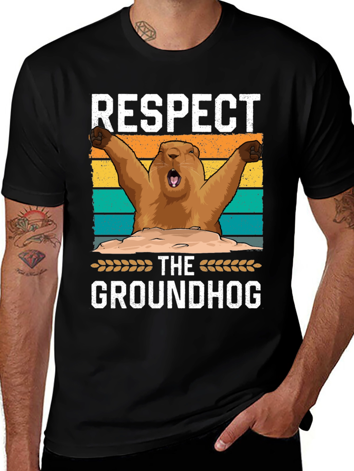 Variant 23 of Respect The Groundhog Graphic Tee