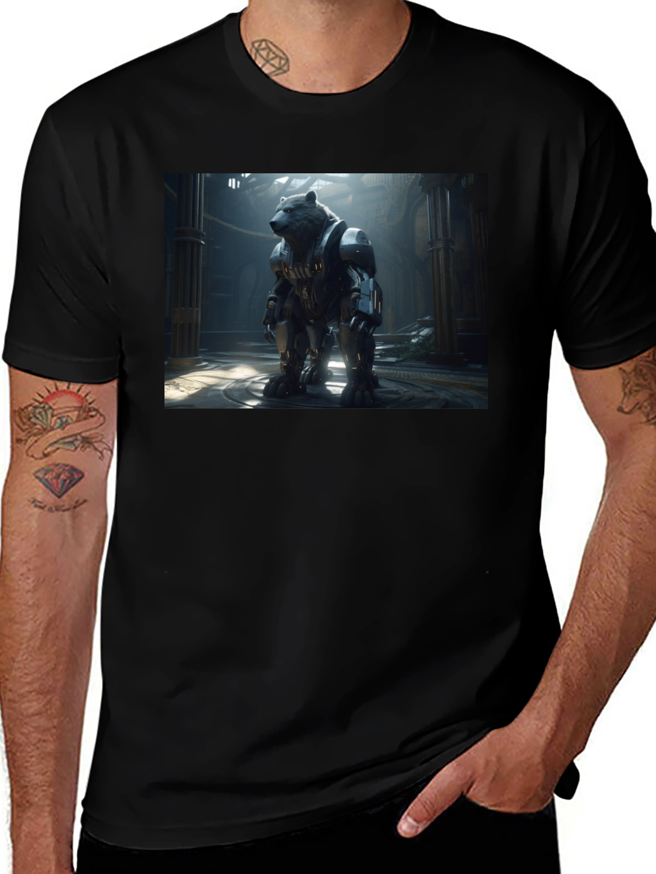 Robo Bear T-Shirt - Futuristic Animal Tee