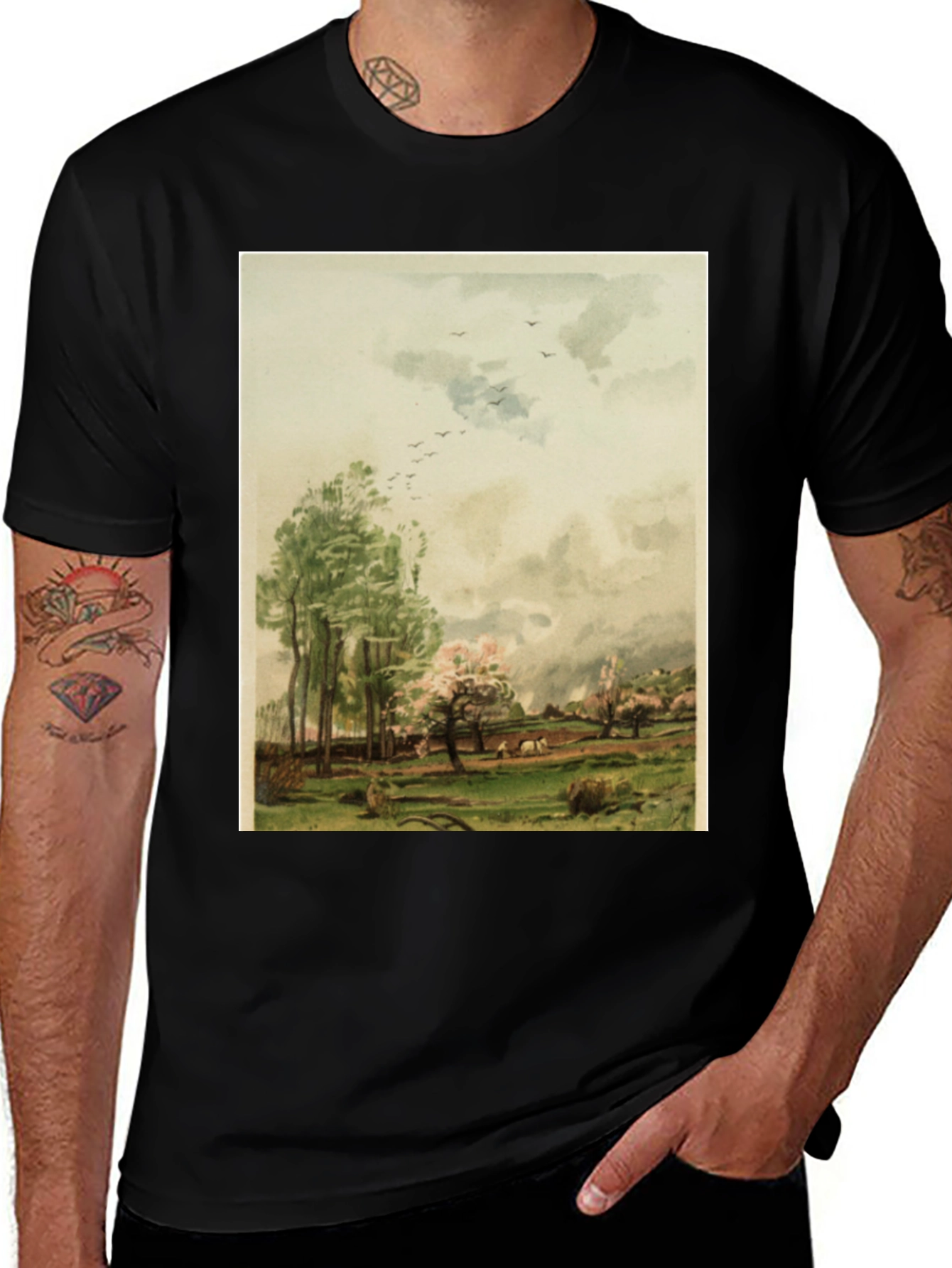 Artistic Landscape Graphic Tee - Stylish Comfort