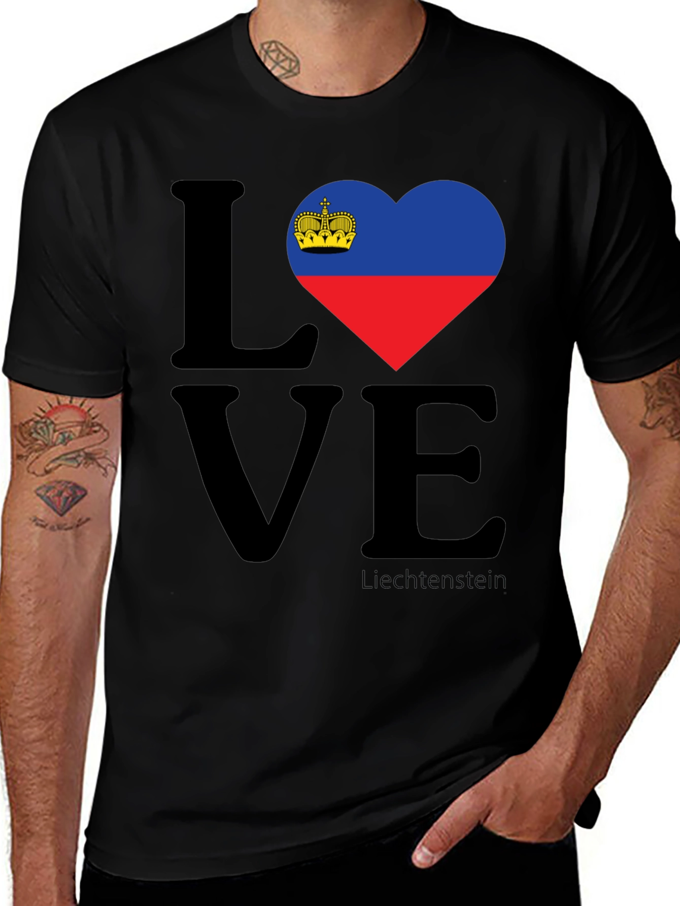 Variant 27 of Liechtenstein Flag Heart LOVE T-Shirt