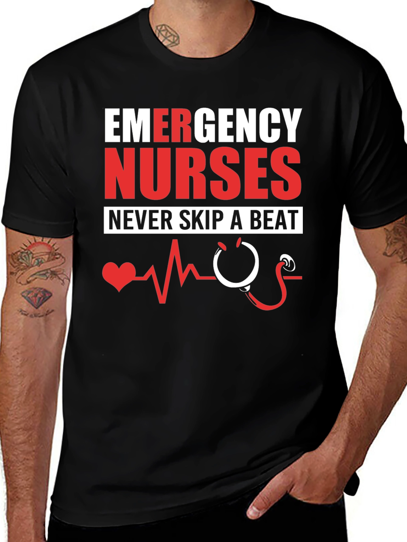 Variant 12 of Emergency Nurses Never Skip a Beat Graphic T-Shirt