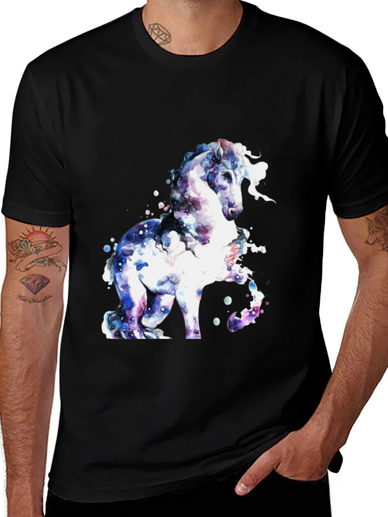 Variant 28 of Watercolor Horse Graphic Tee - Stylish Men's Shirt