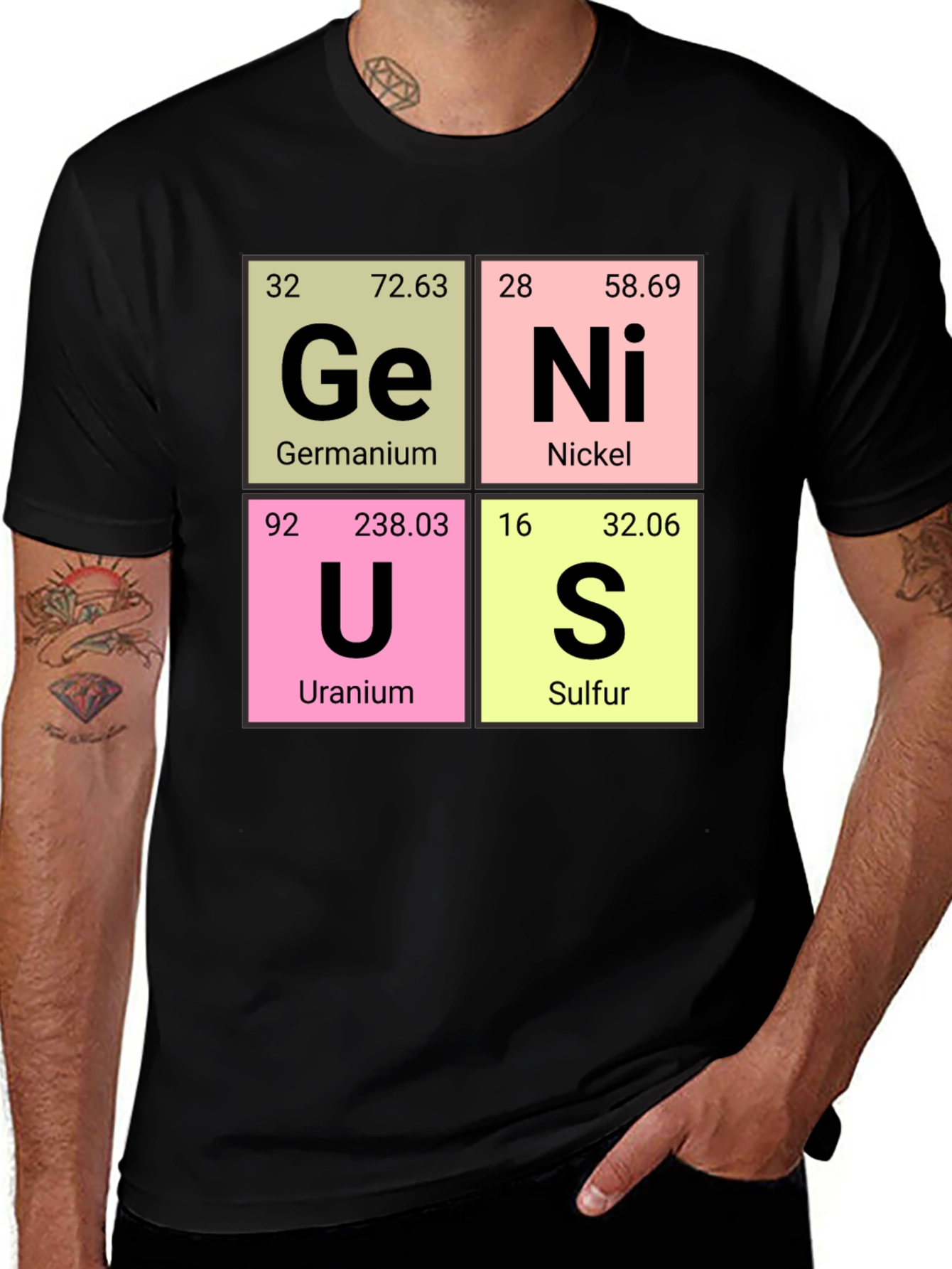Variant 5 of Genius Periodic Table Black T-Shirt