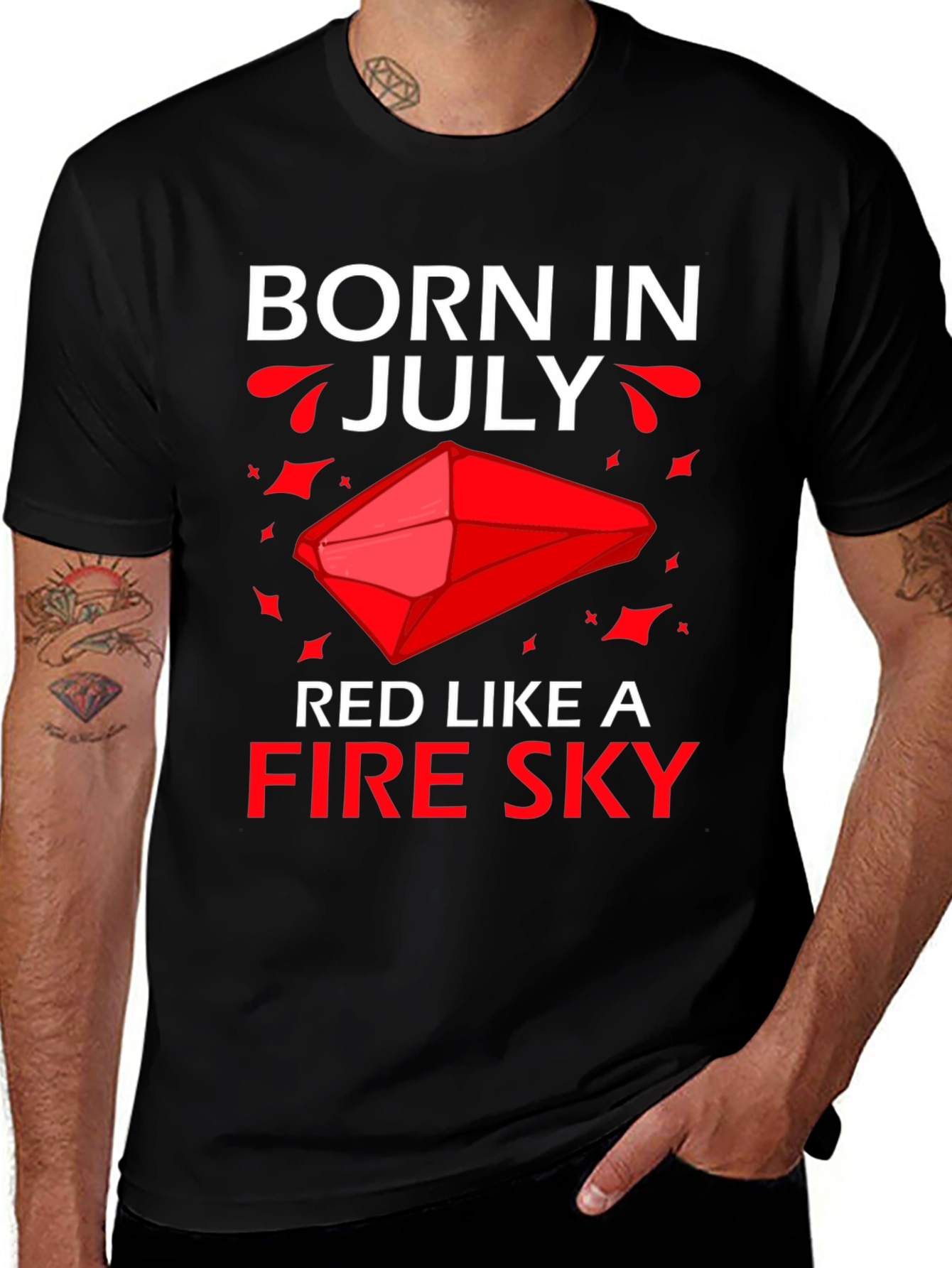 Variant 30 of Born in July Red Fire Sky Graphic Tee