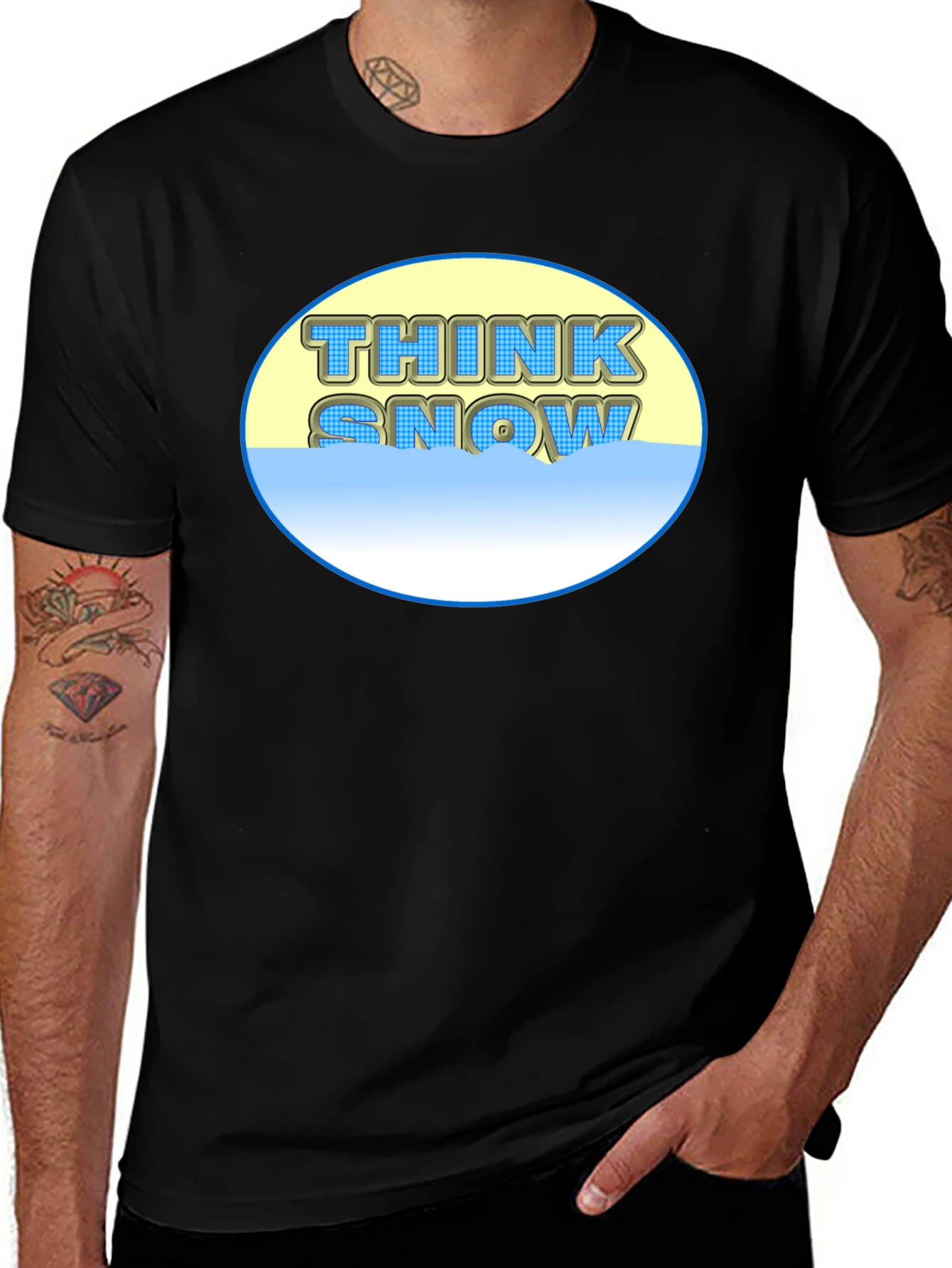 Variant 7 of Think Snow Graphic T-Shirt - Black Cotton Tee