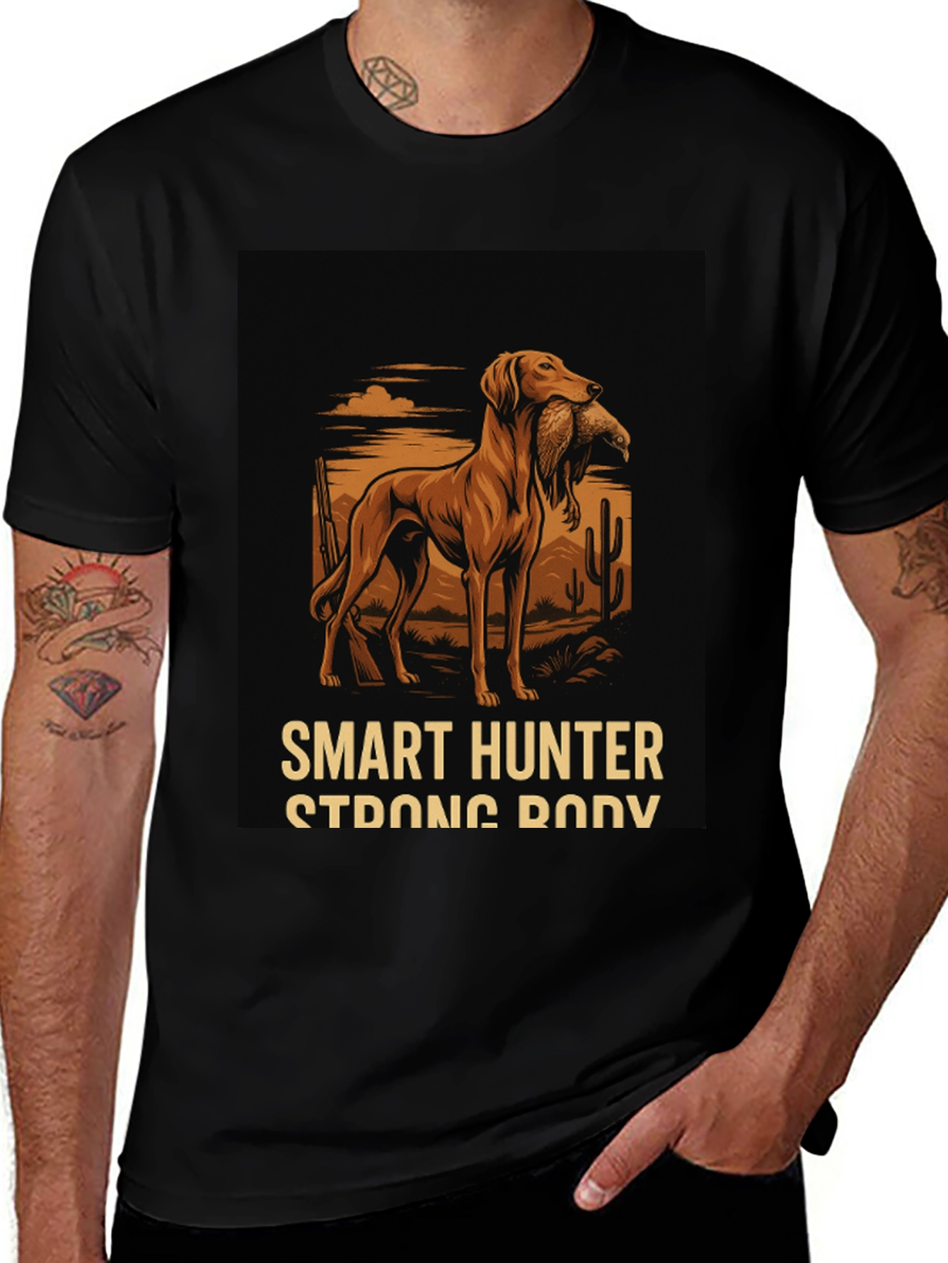 Variant 8 of Smart Hunter Graphic Tee - Strong Body Design