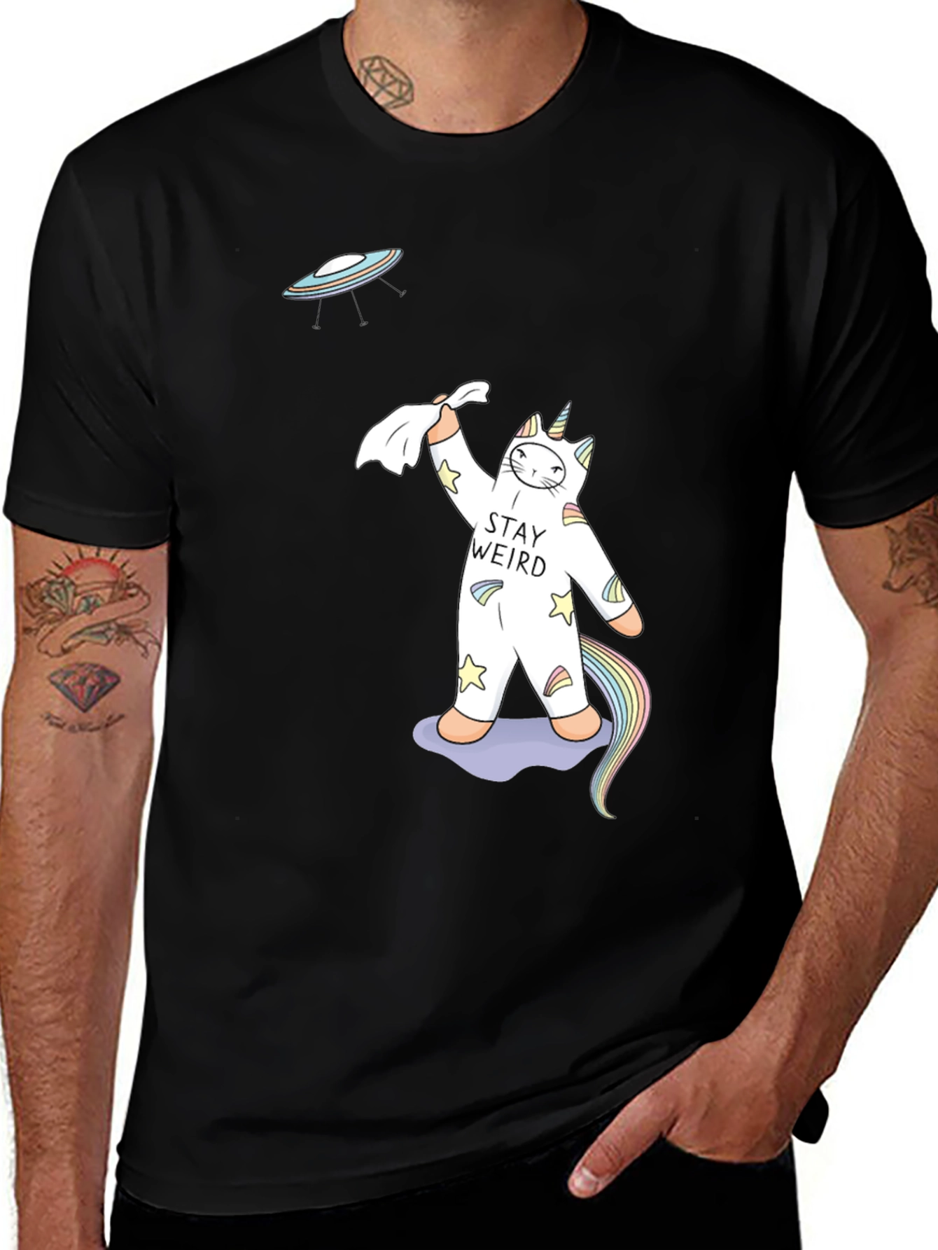 Variant 17 of Stay Weird Unicorn UFO Graphic T-Shirt