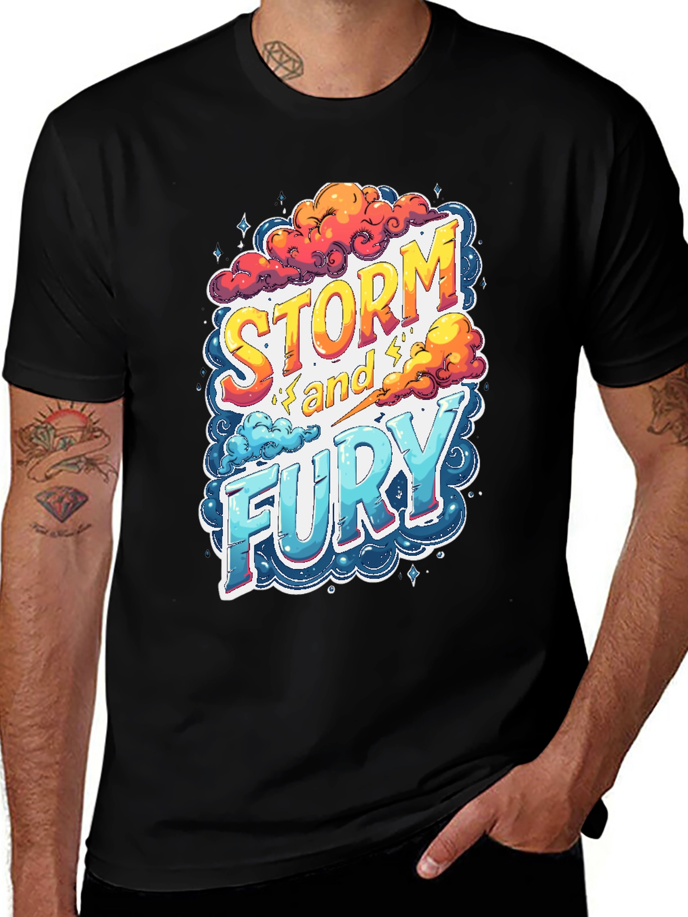 Variant 4 of Storm and Fury Graphic Tee - Unique Cloud Design