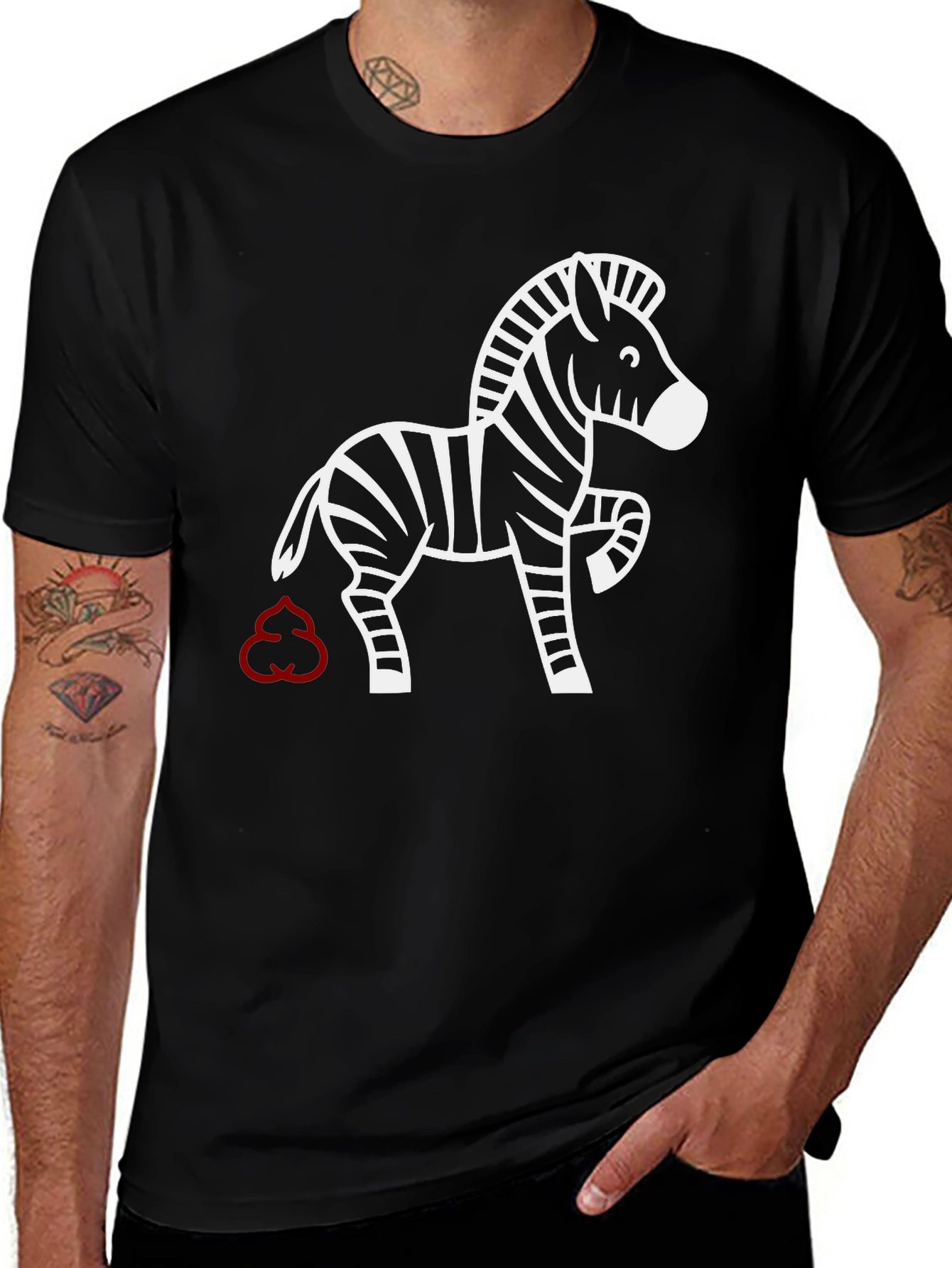 Variant 9 of Funny Zebra T-Shirt - Red Poop Cloud Design