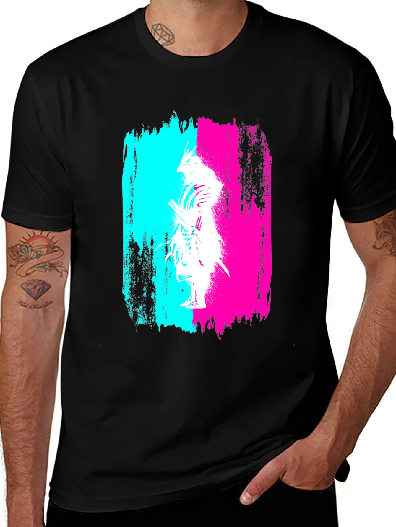 Abstract Samurai Graphic Black T-Shirt