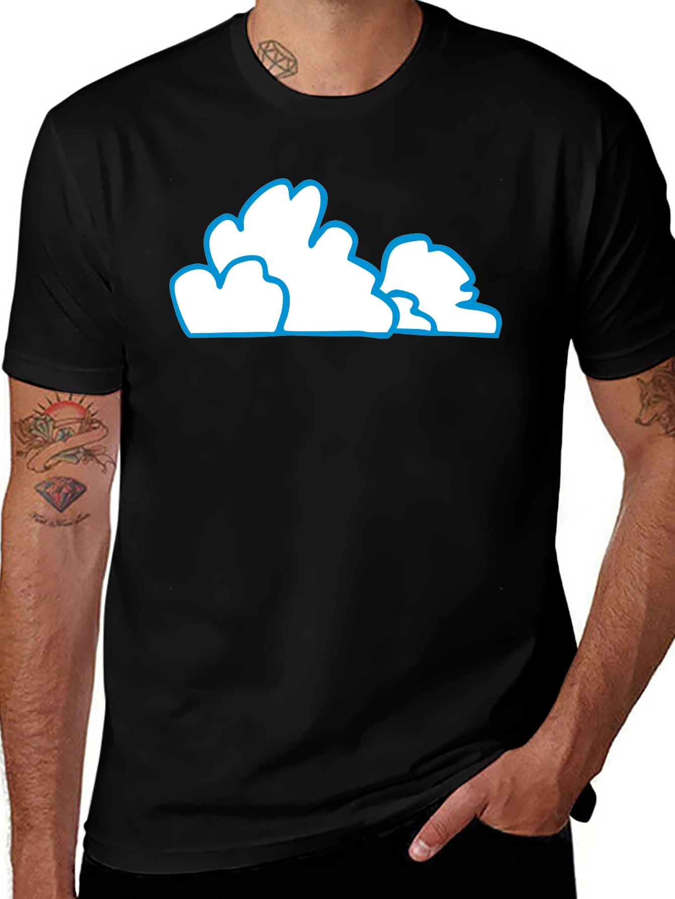 Variant 26 of Cartoon Cloud Graphic Black T-Shirt