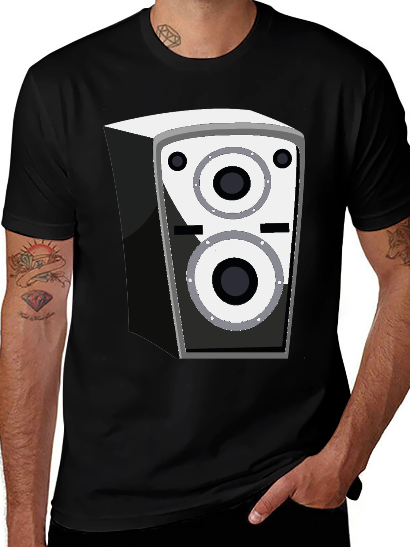 Variant 15 of Speaker Graphic T-Shirt - Bold Black Tee