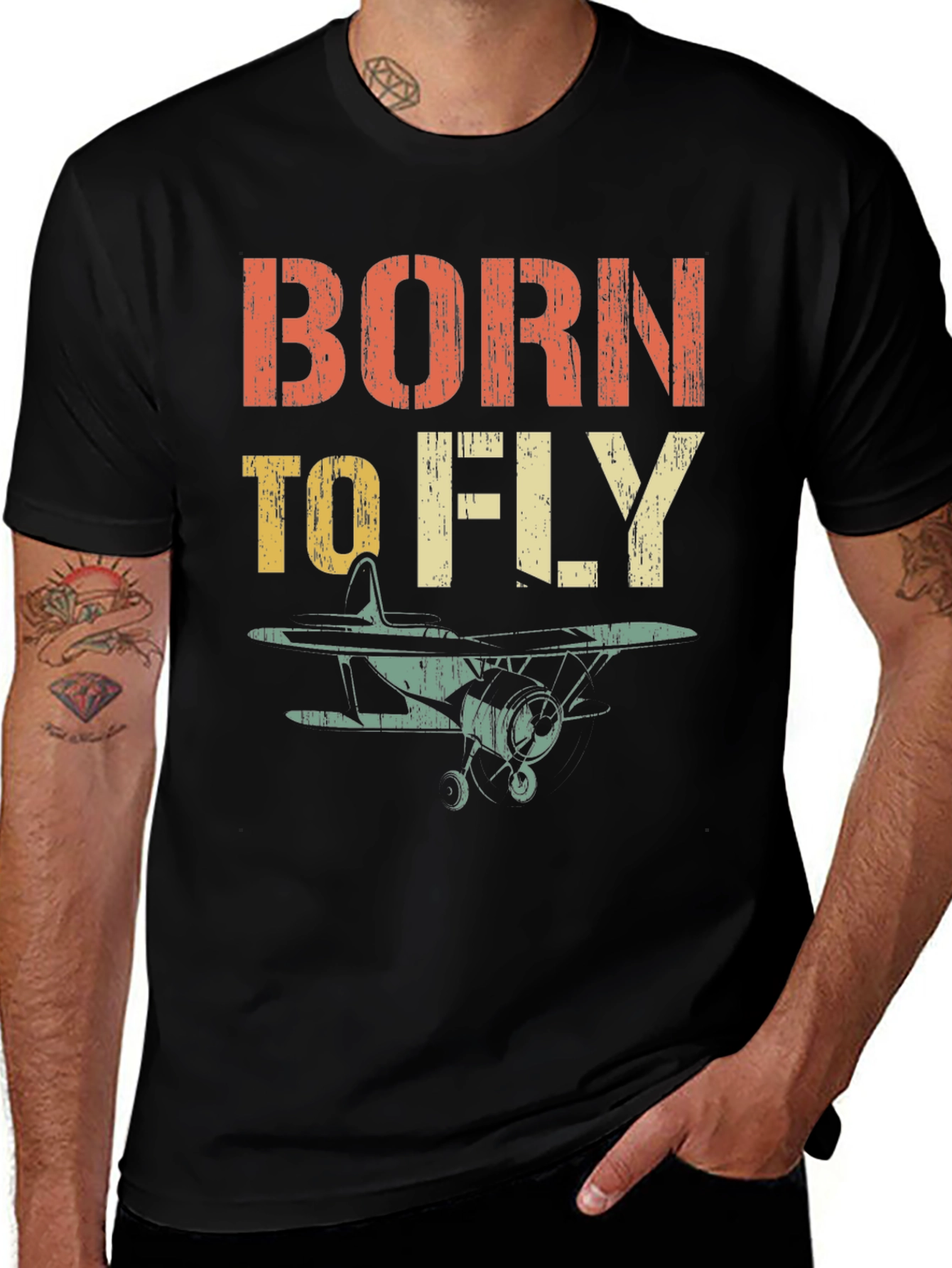 Variant 12 of Born to Fly Vintage Airplane Graphic Tee