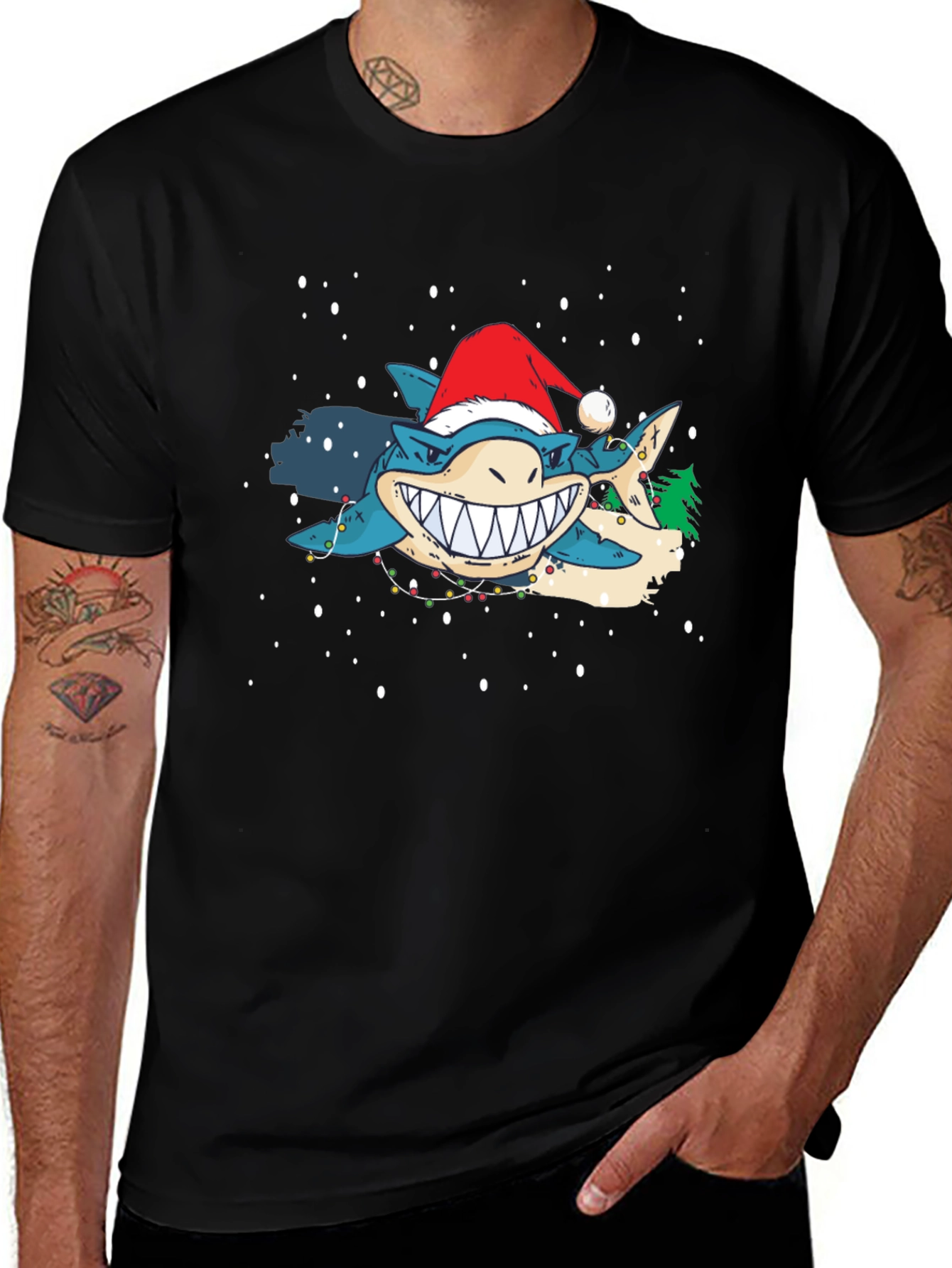 Variant 3 of Festive Shark Christmas T-Shirt