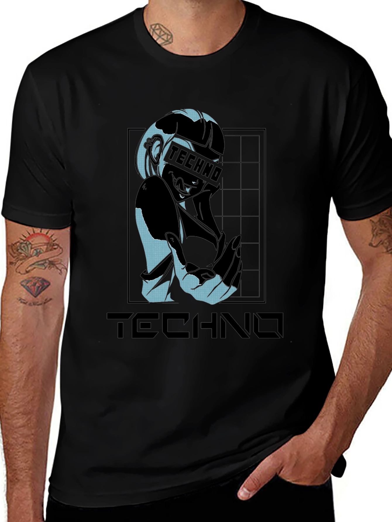 Variant 28 of Techno Graphic T-Shirt - Stylish Black Tee
