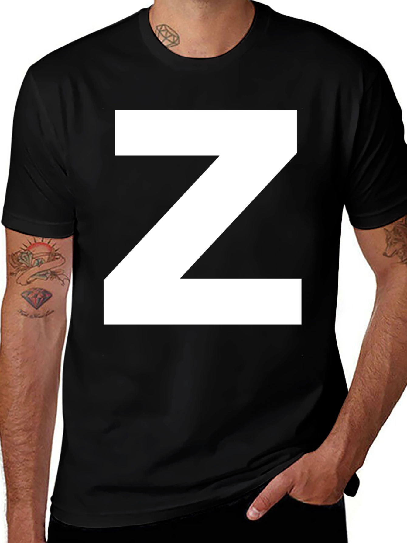 Black Bold "Z" Graphic Tee - Classic Black Cotton T-Shirt main image