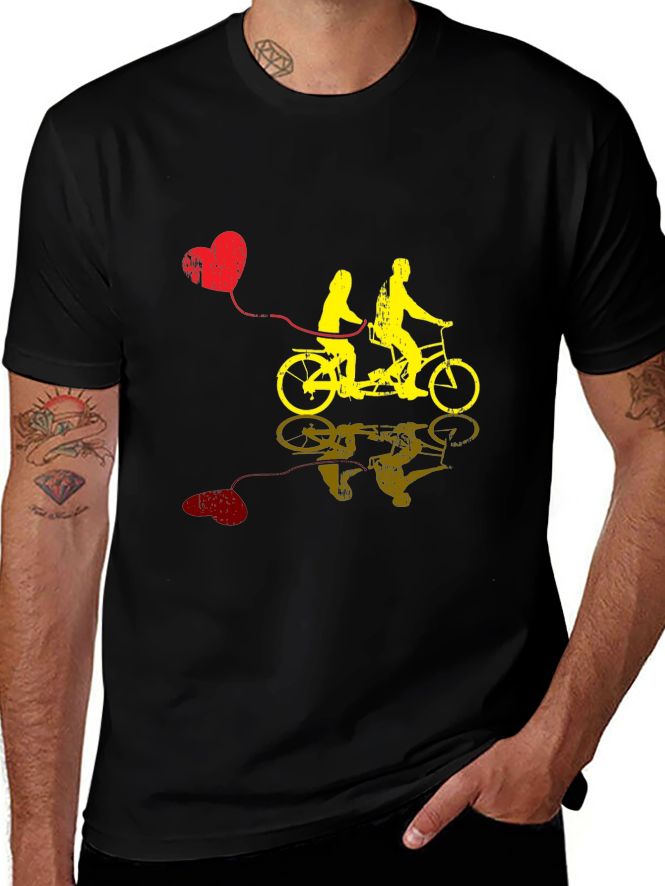Variant 14 of Couple's Tandem Bike Graphic Tee - Valentine's Day Gift