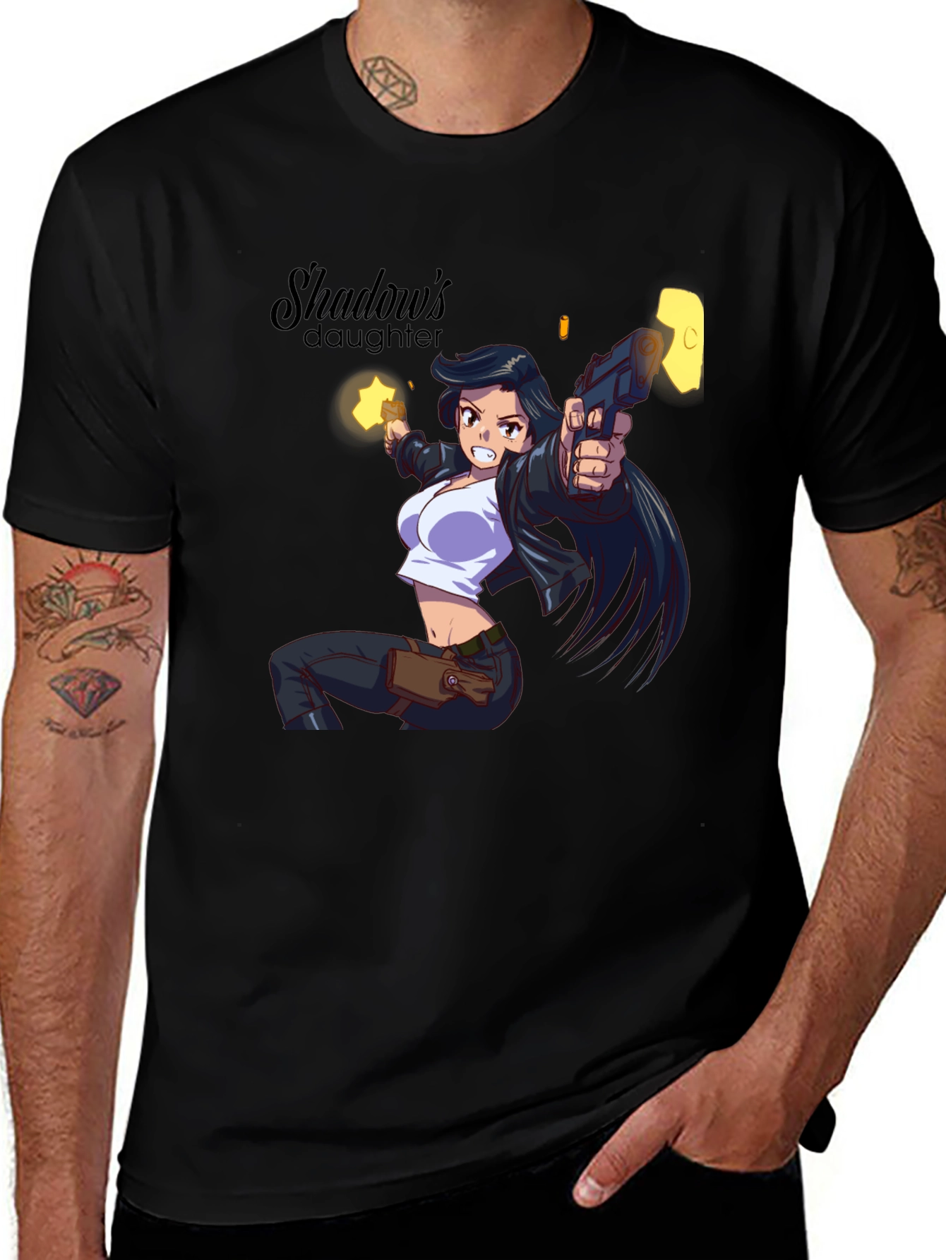 Variant 7 of Shadow's Daughter Anime Graphic Black T-Shirt