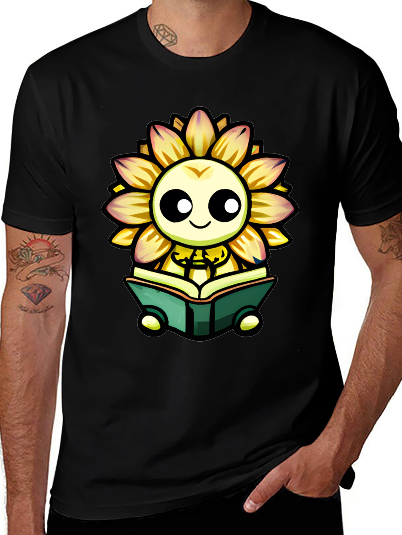 Variant 26 of Sunflower Reading Book Graphic T-Shirt