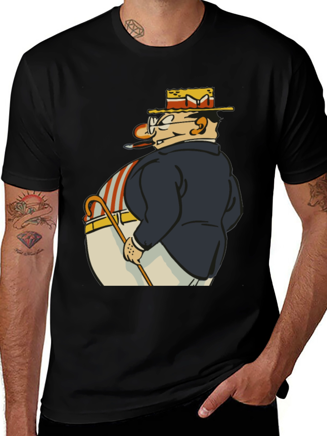 Variant 10 of Cartoon Fat Man T-Shirt - Stylish Novelty Graphic Tee
