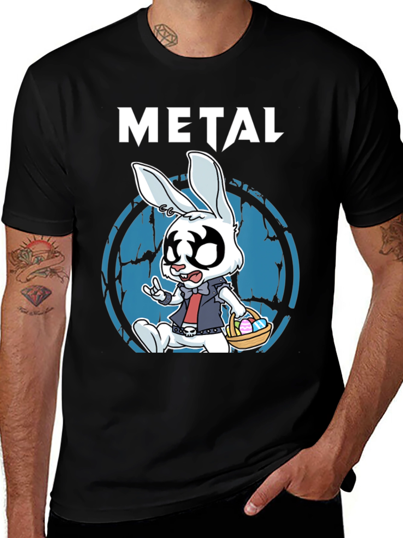 Variant 25 of Metal Bunny T-Shirt - Rocker Easter Design