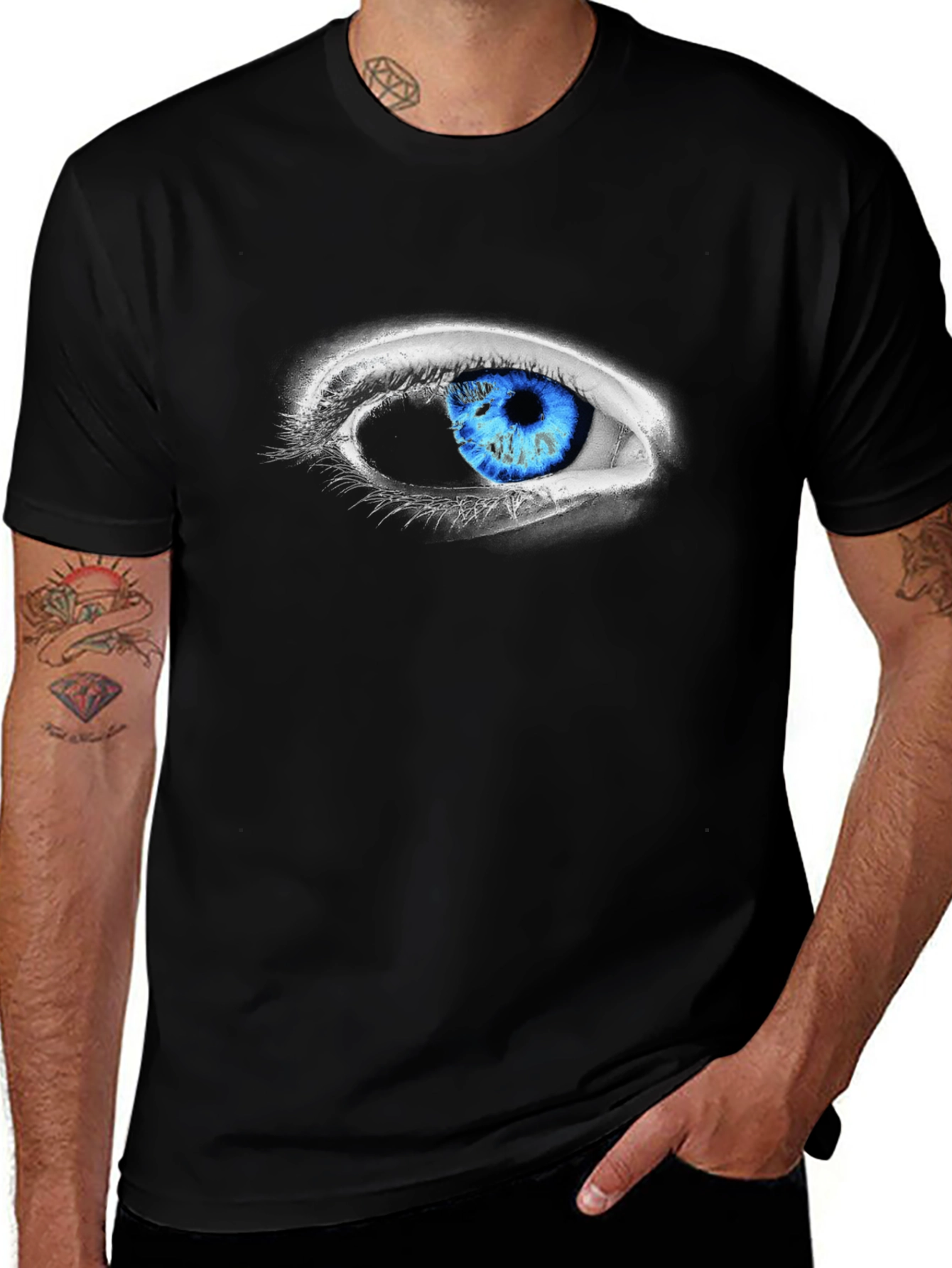 Variant 24 of Eye-Catching Blue Eye Graphic Tee - Unique Design