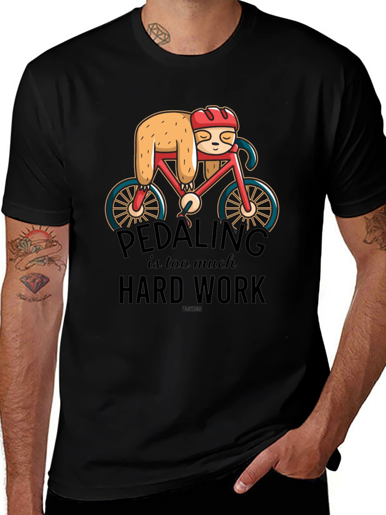 Variant 8 of Sloth on Bike T-Shirt - Pedaling is Too Much Hard Work