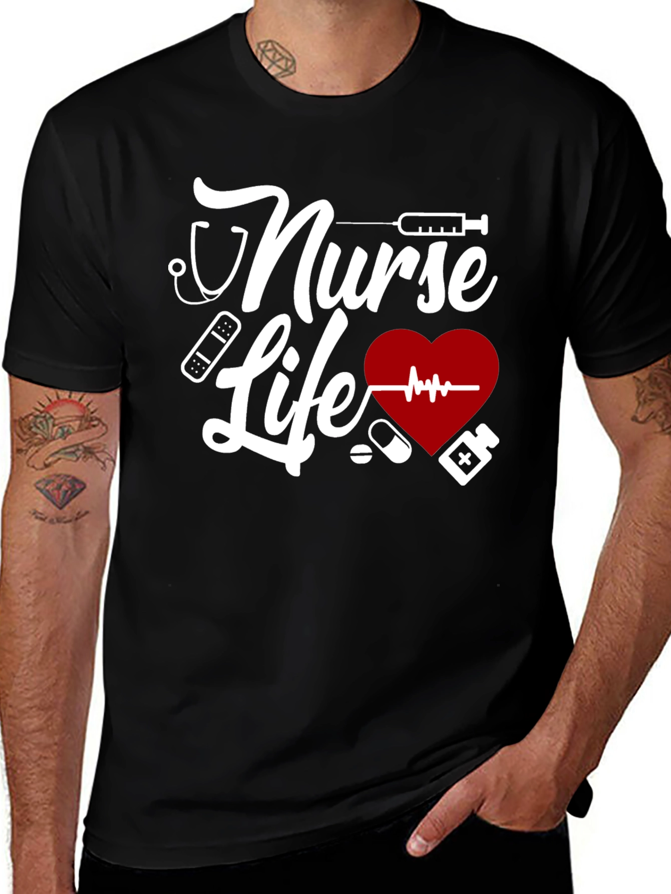 Variant 15 of Nurse Life Graphic T-Shirt - Black