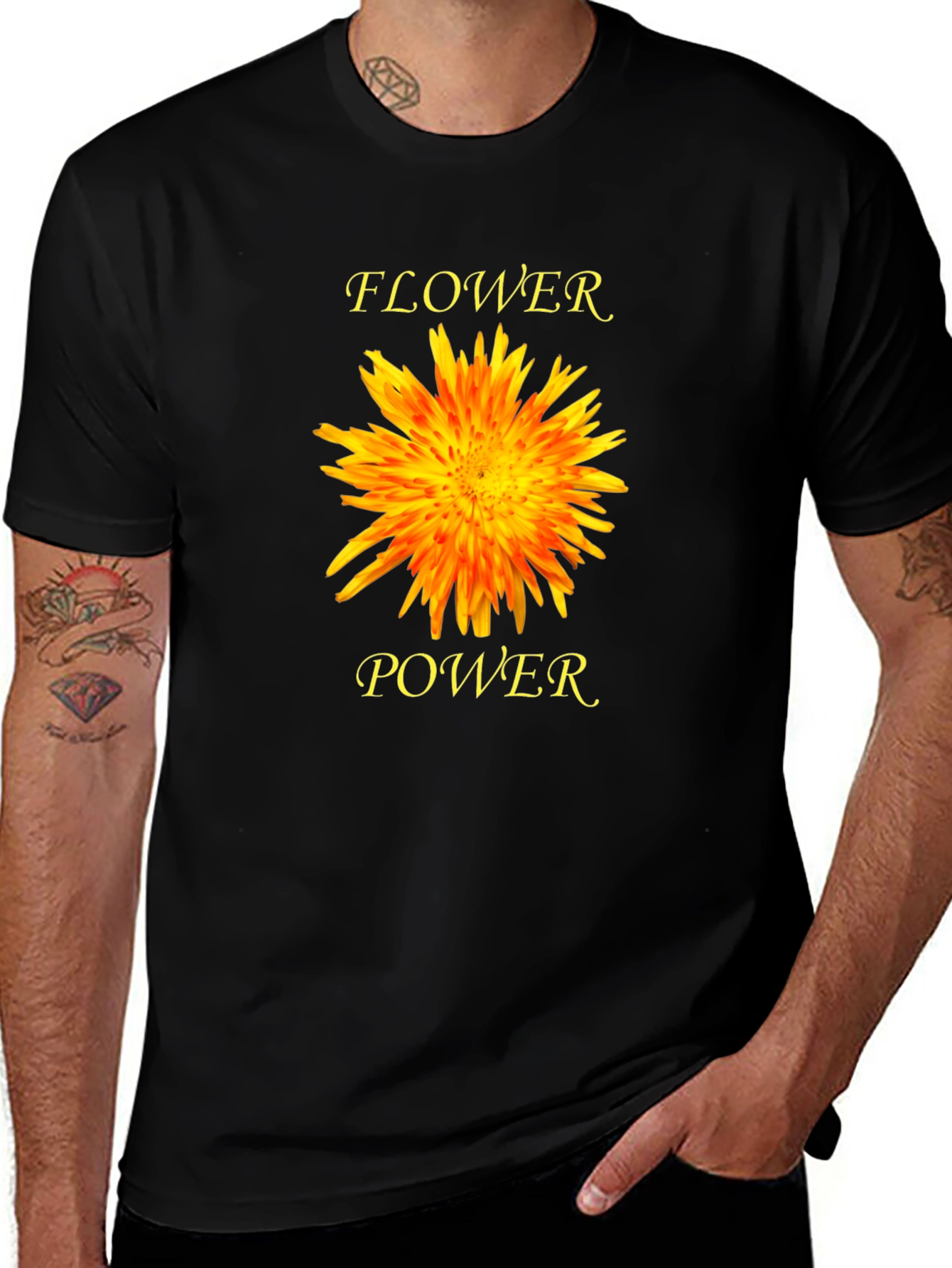 Variant 5 of Flower Power Graphic T-Shirt - Black