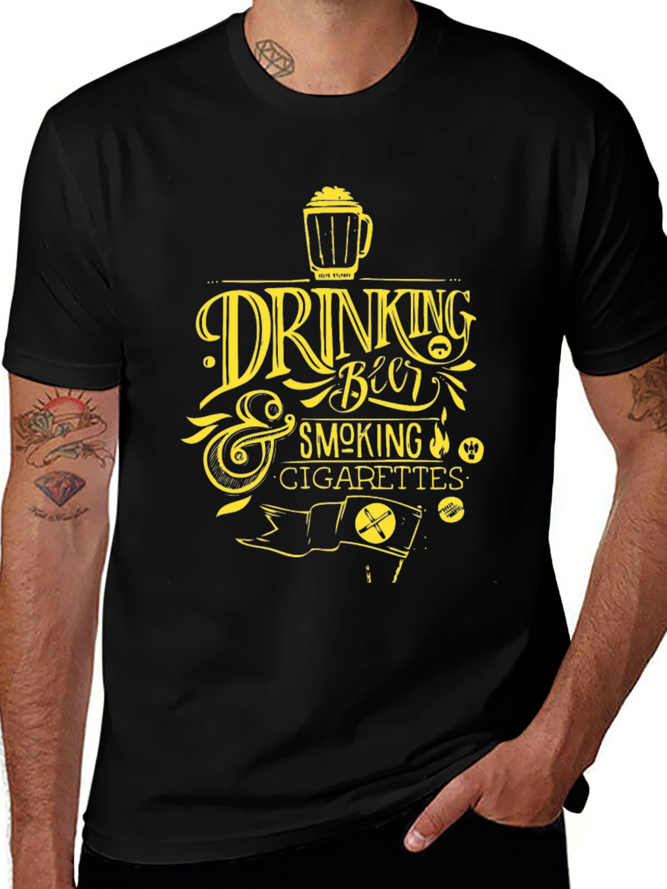 Variant 20 of Drinking Beer & Smoking Cigarettes Graphic Tee