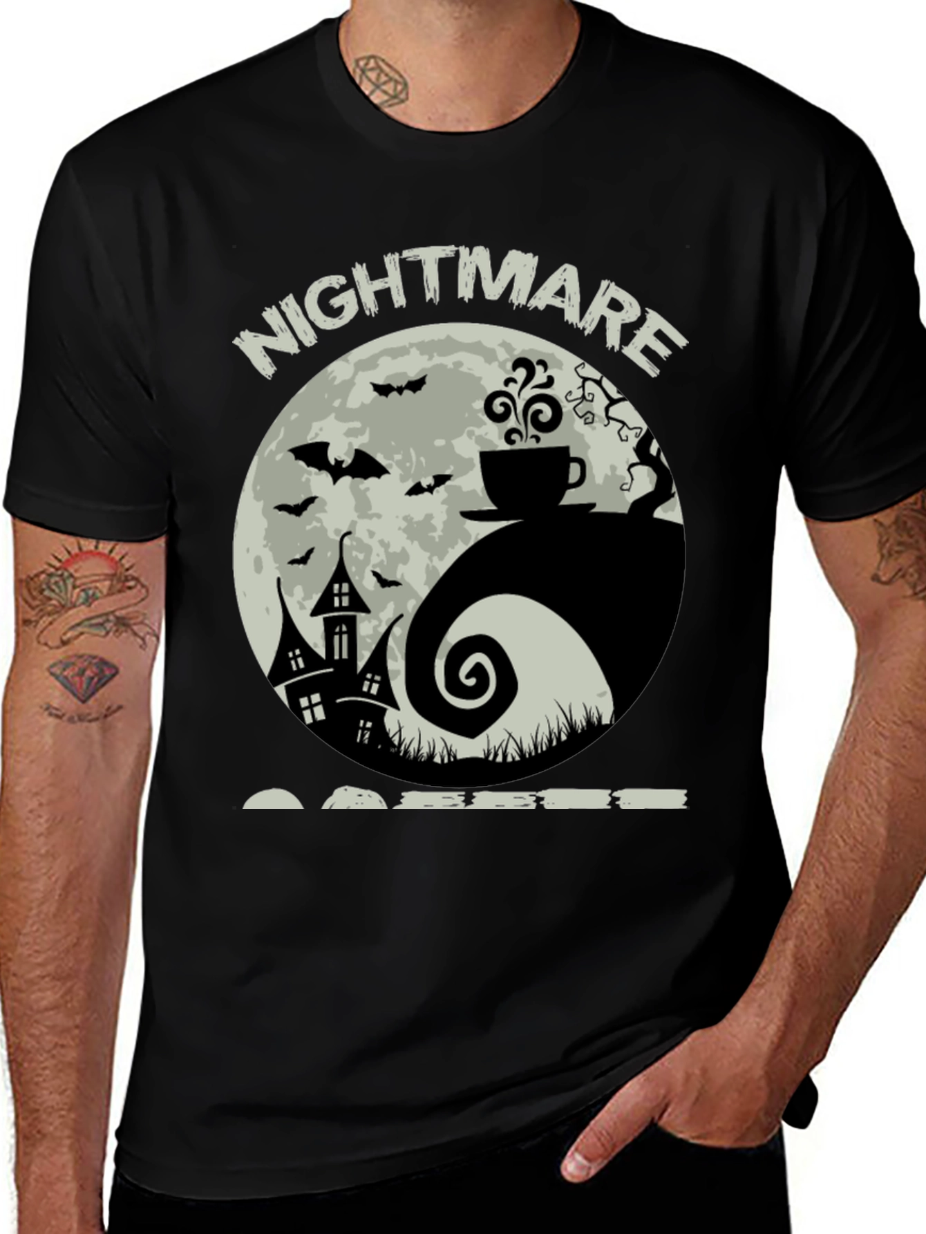 Nightmare Coffee T-Shirt - Halloween Yin Yang Design