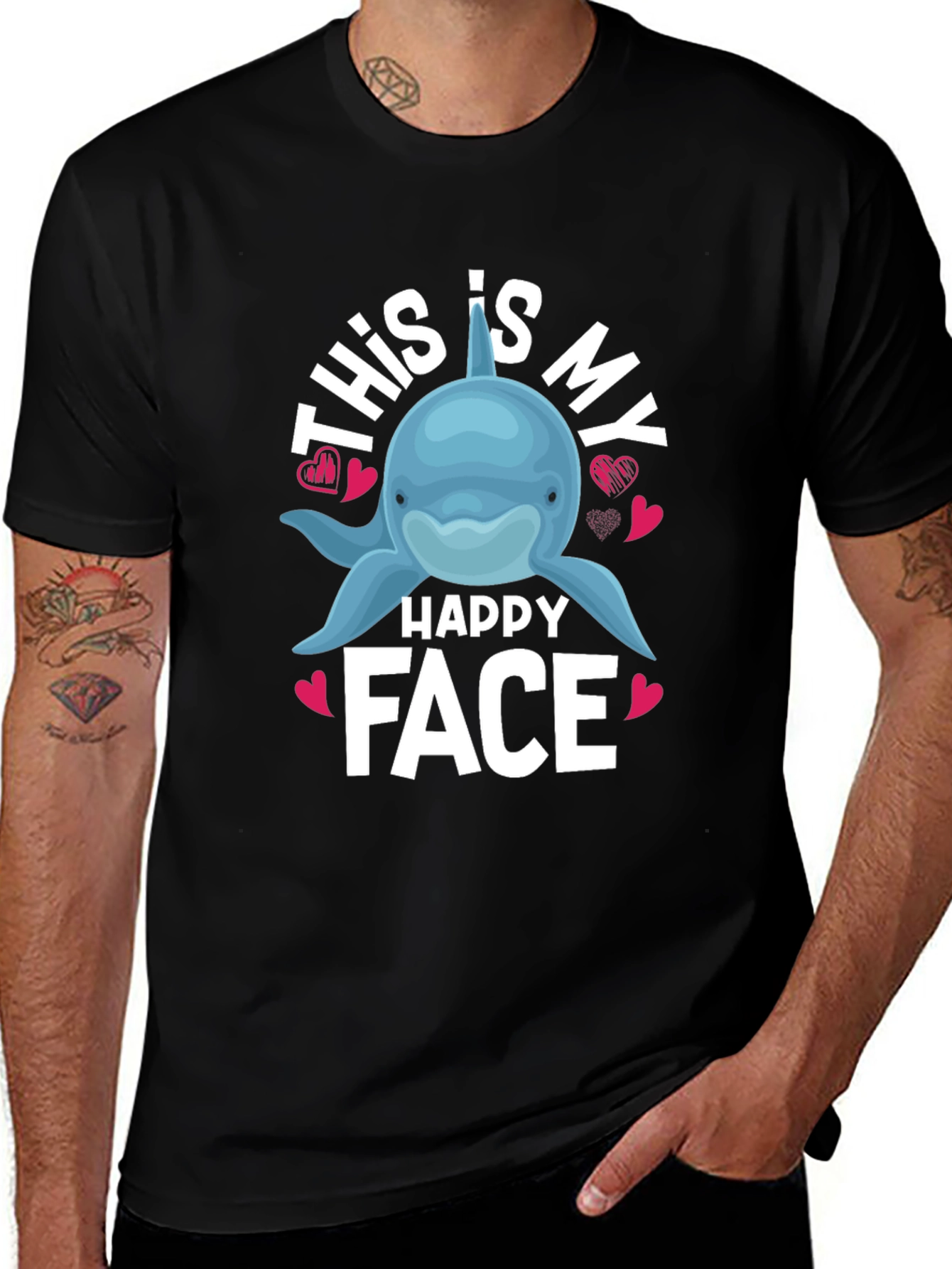 Variant 6 of This Is My Happy Face Dolphin Graphic T-Shirt