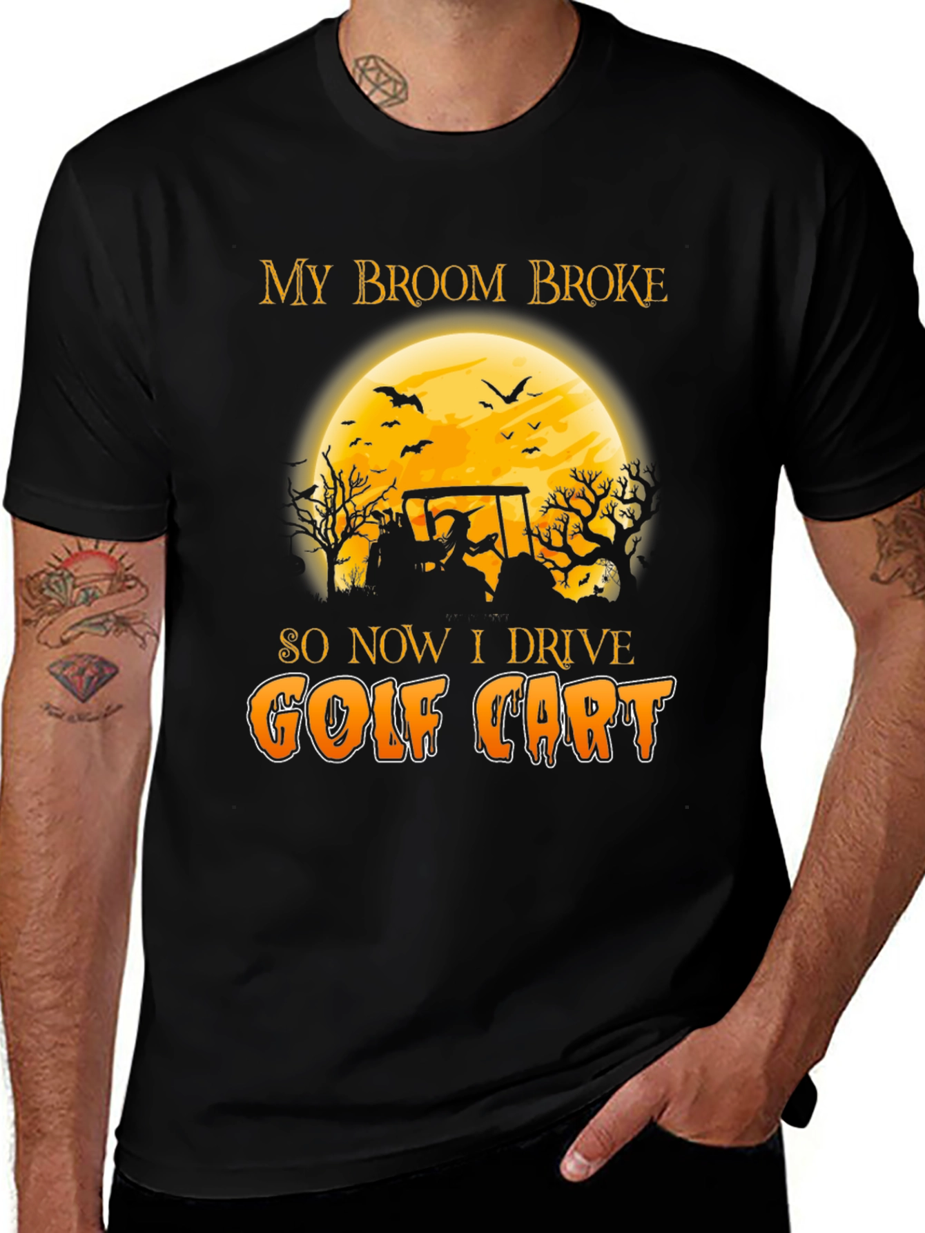 Variant 6 of Halloween Witch Golf Cart T-Shirt - Funny Fall Tee