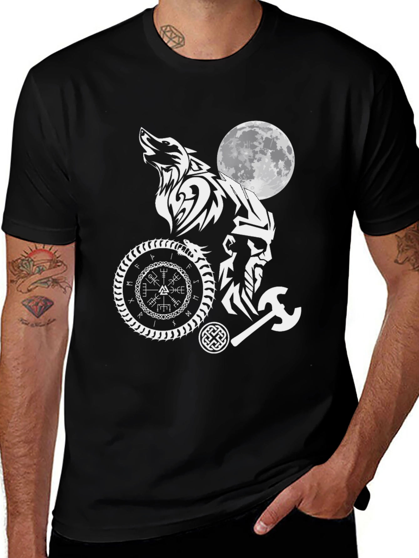 Viking Wolf Moon Graphic Tee
