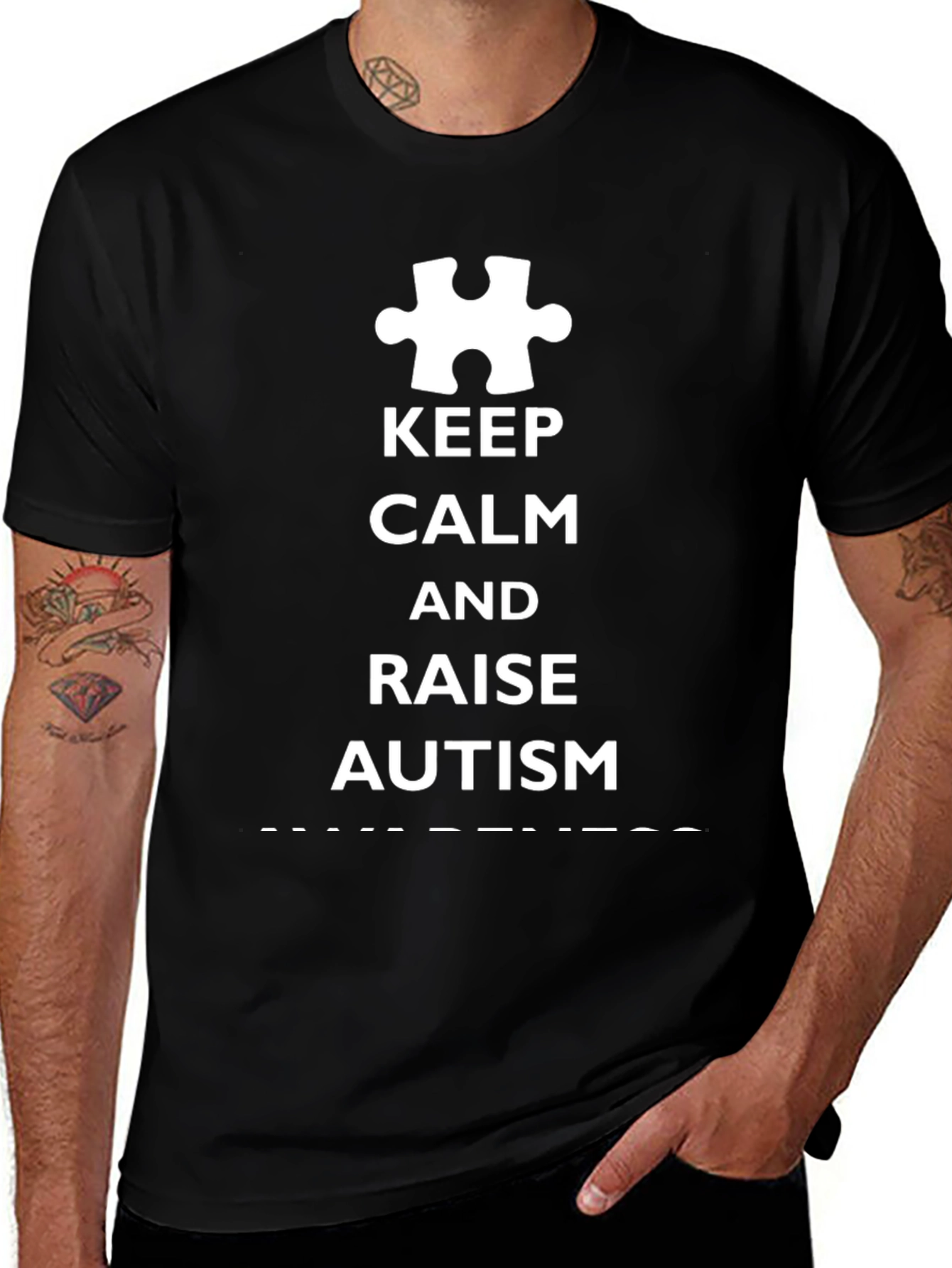 Black Keep Calm Autism Awareness Tee main image