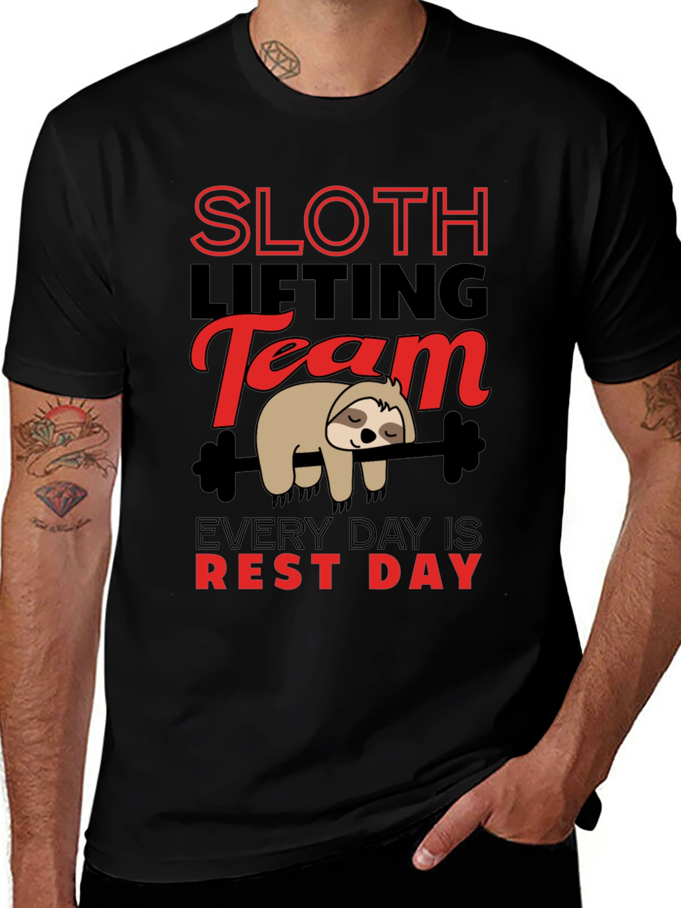 Variant 13 of Sloth Lifting Team T-Shirt - Rest Day Apparel