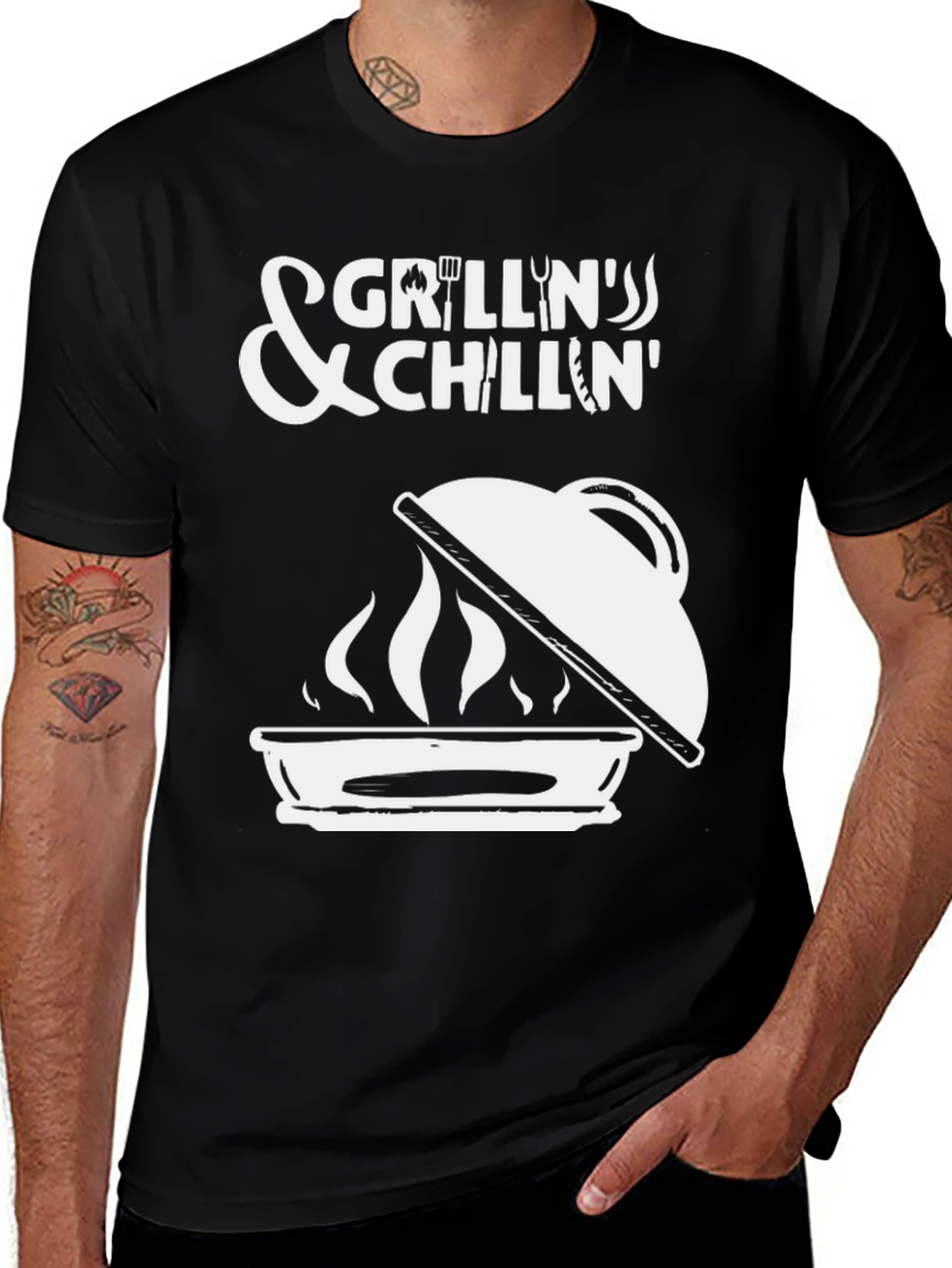 Variant 6 of Grillin' & Chillin' Black Graphic T-Shirt