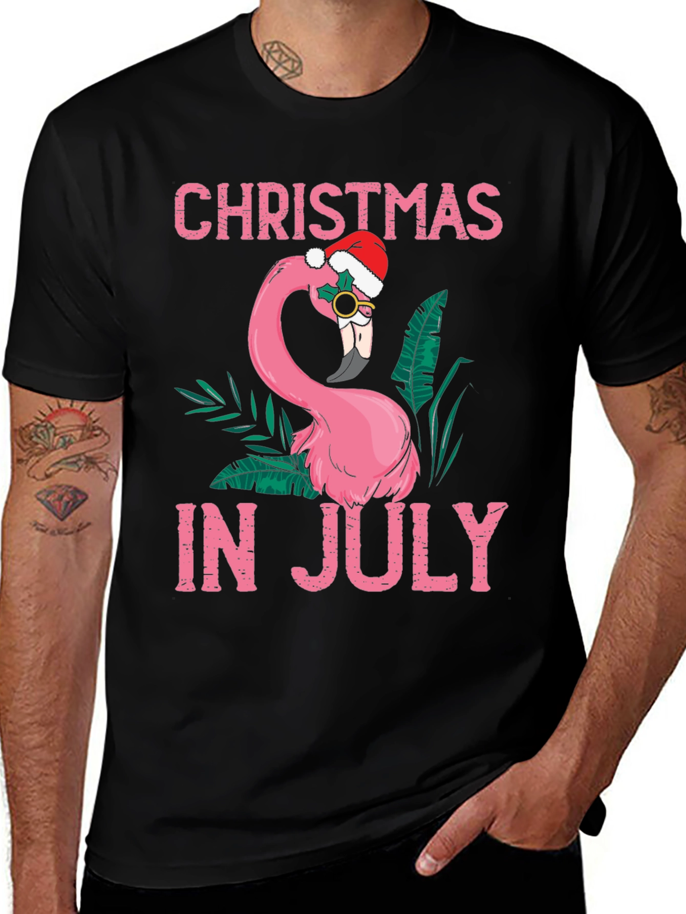 Christmas in July Flamingo Graphic Tee