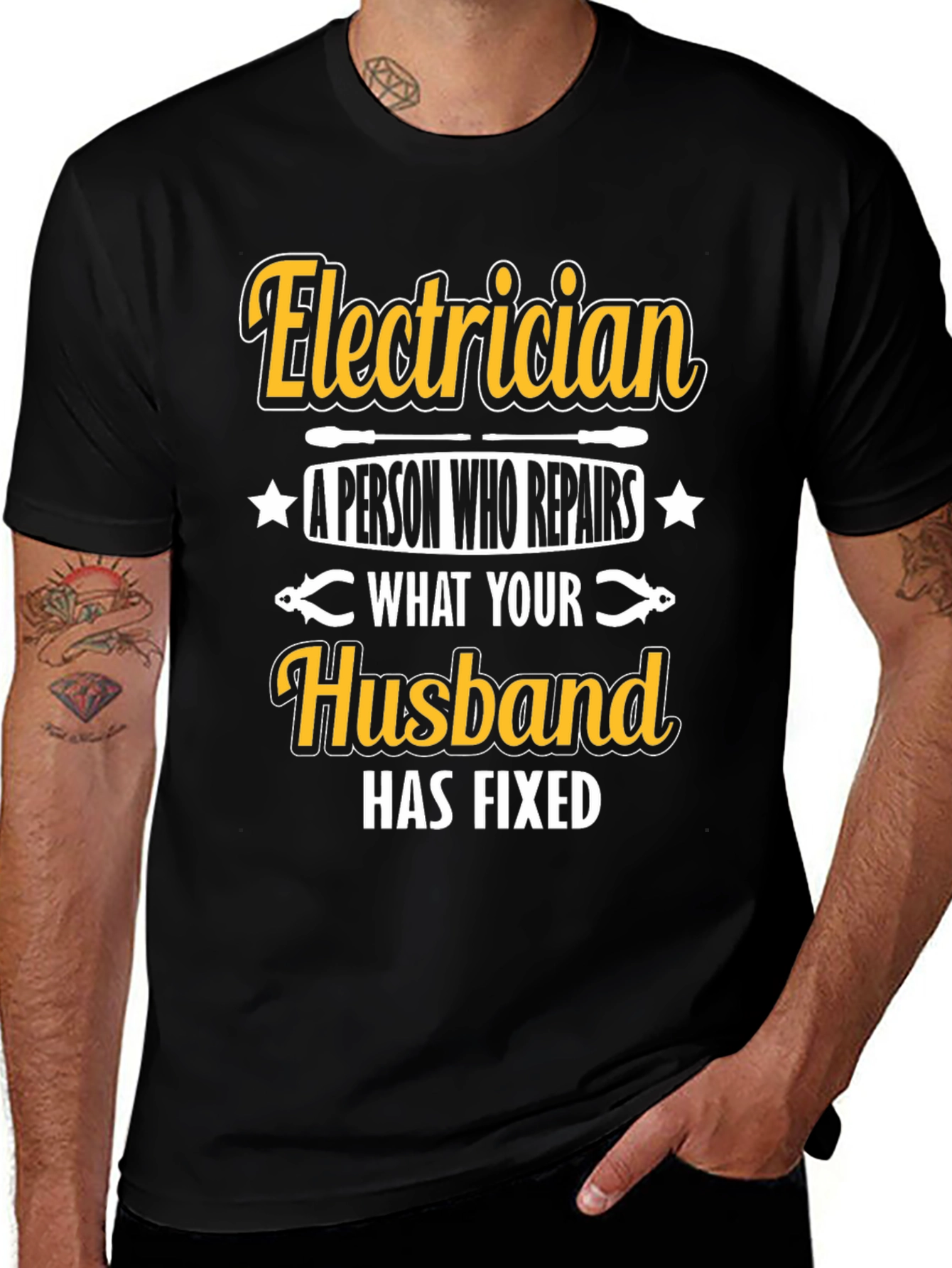 Variant 8 of Electrician Husband Funny T-Shirt