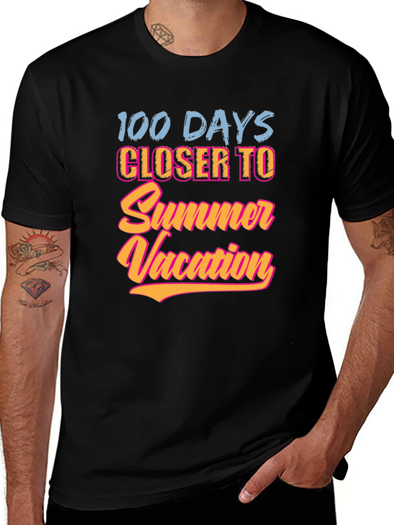 Variant 5 of 100 Days Closer to Summer Vacation Black T-Shirt