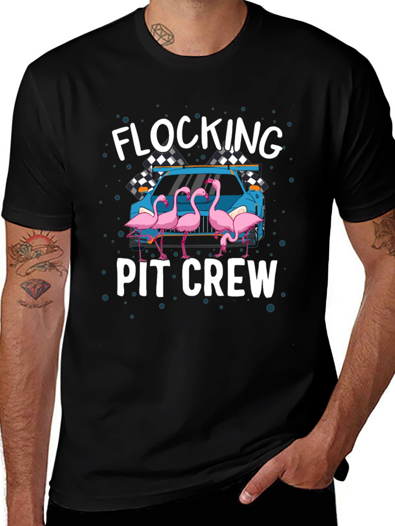 Flocking Pit Crew Graphic T-Shirt
