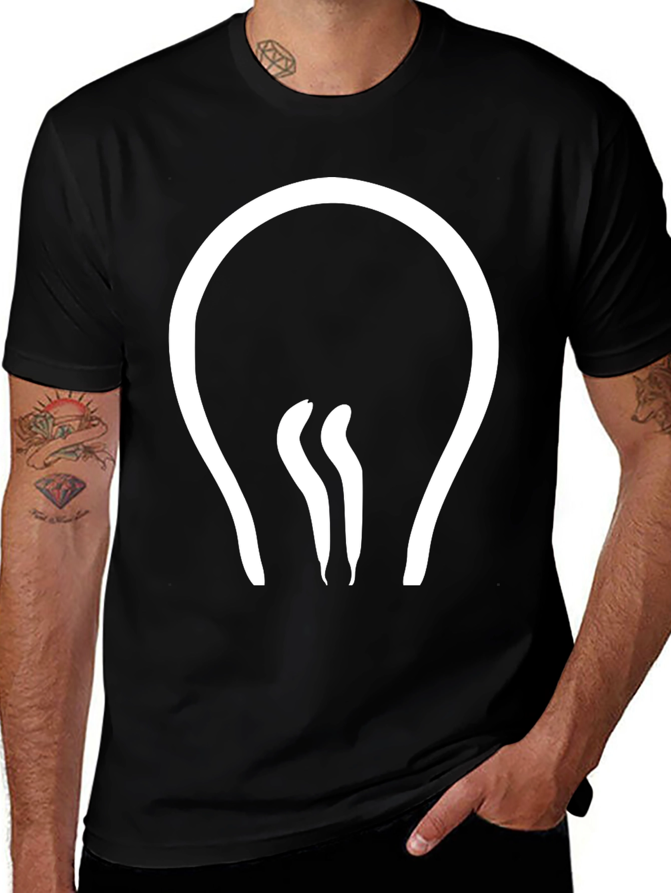 Variant 6 of Modern Light Bulb Graphic Tee - Black