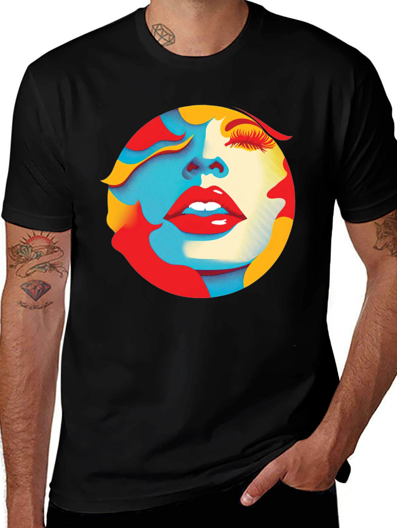 Variant 21 of Abstract Face Graphic Tee - Modern Art T-Shirt