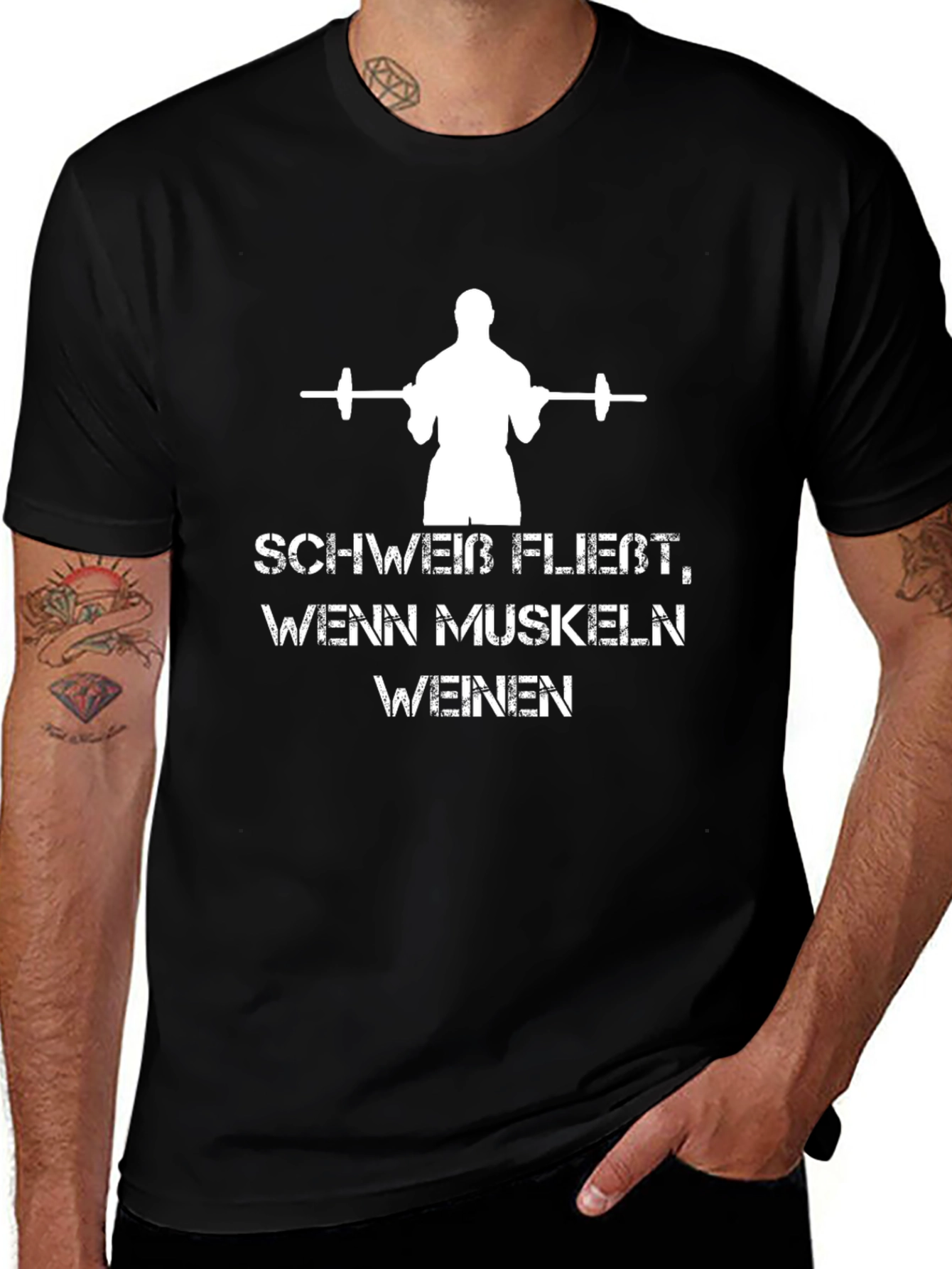 Workout Motivation T-Shirt: "Schweib Fließt, Wenn Muskeln Weinen"