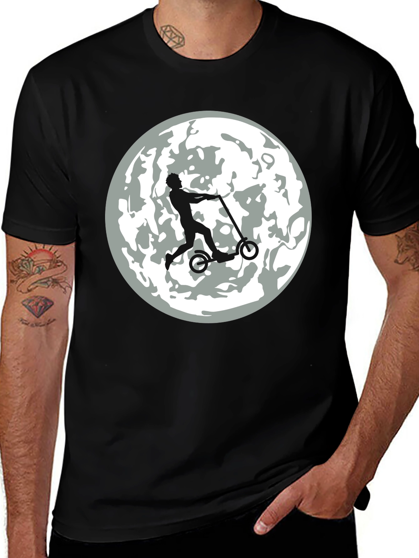 Variant 4 of Moon Rider Graphic Tee - Men's Black T-Shirt