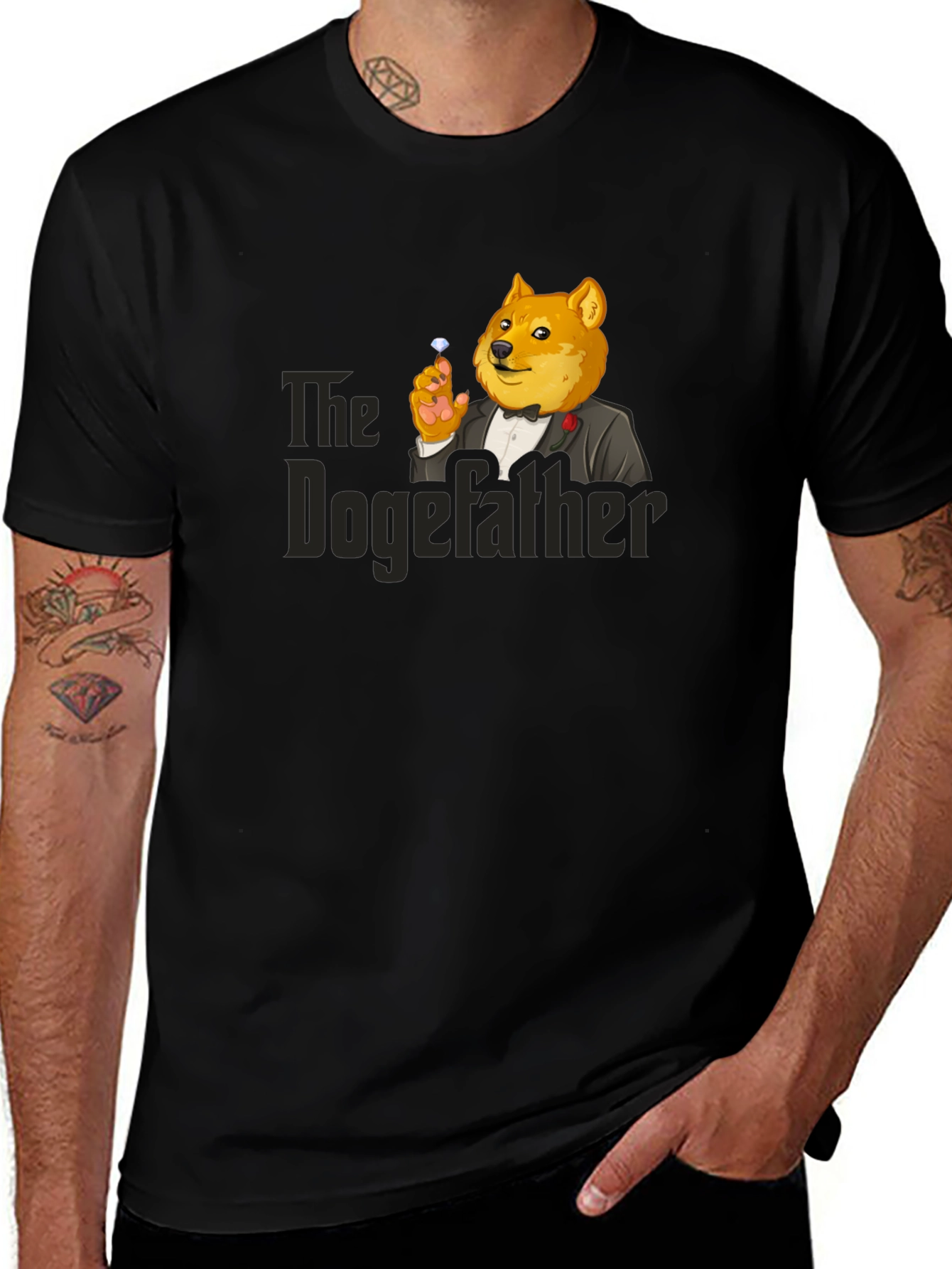 The Dogefather T-Shirt - Black Cotton Blend
