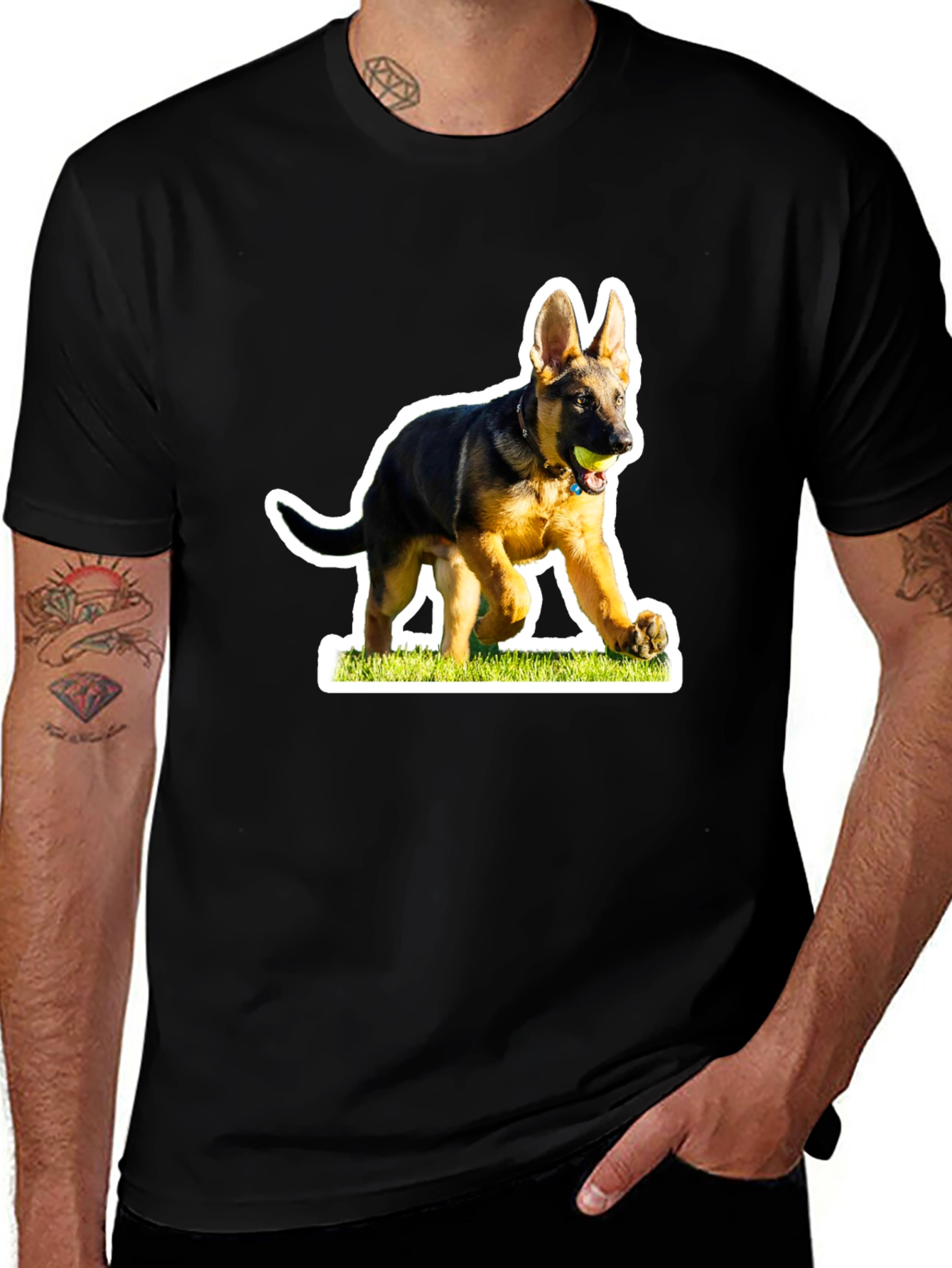 German Shepherd Puppy T-Shirt - Playful Dog Design