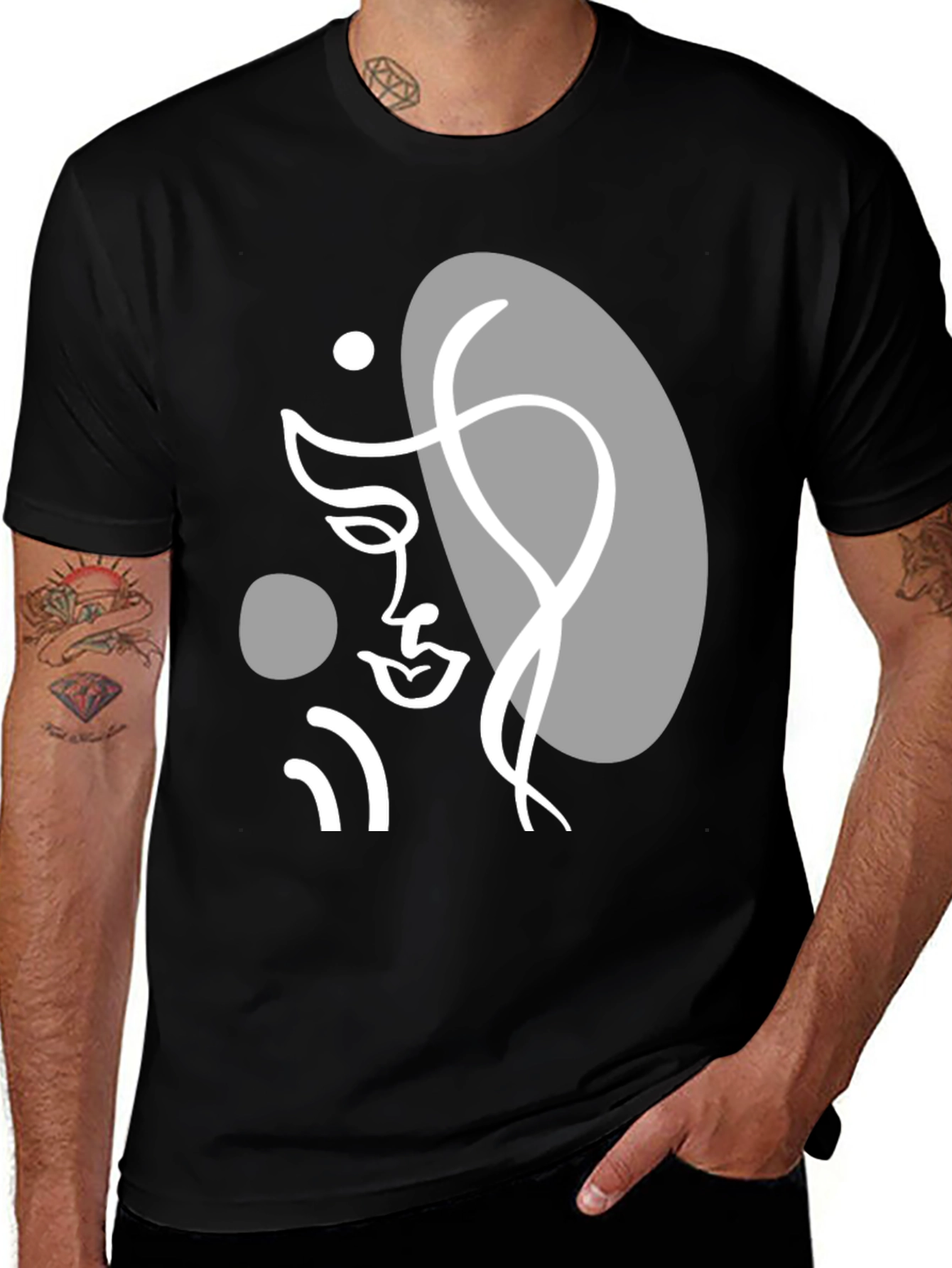 Variant 3 of Abstract Face Graphic Tee - Modern Art T-Shirt